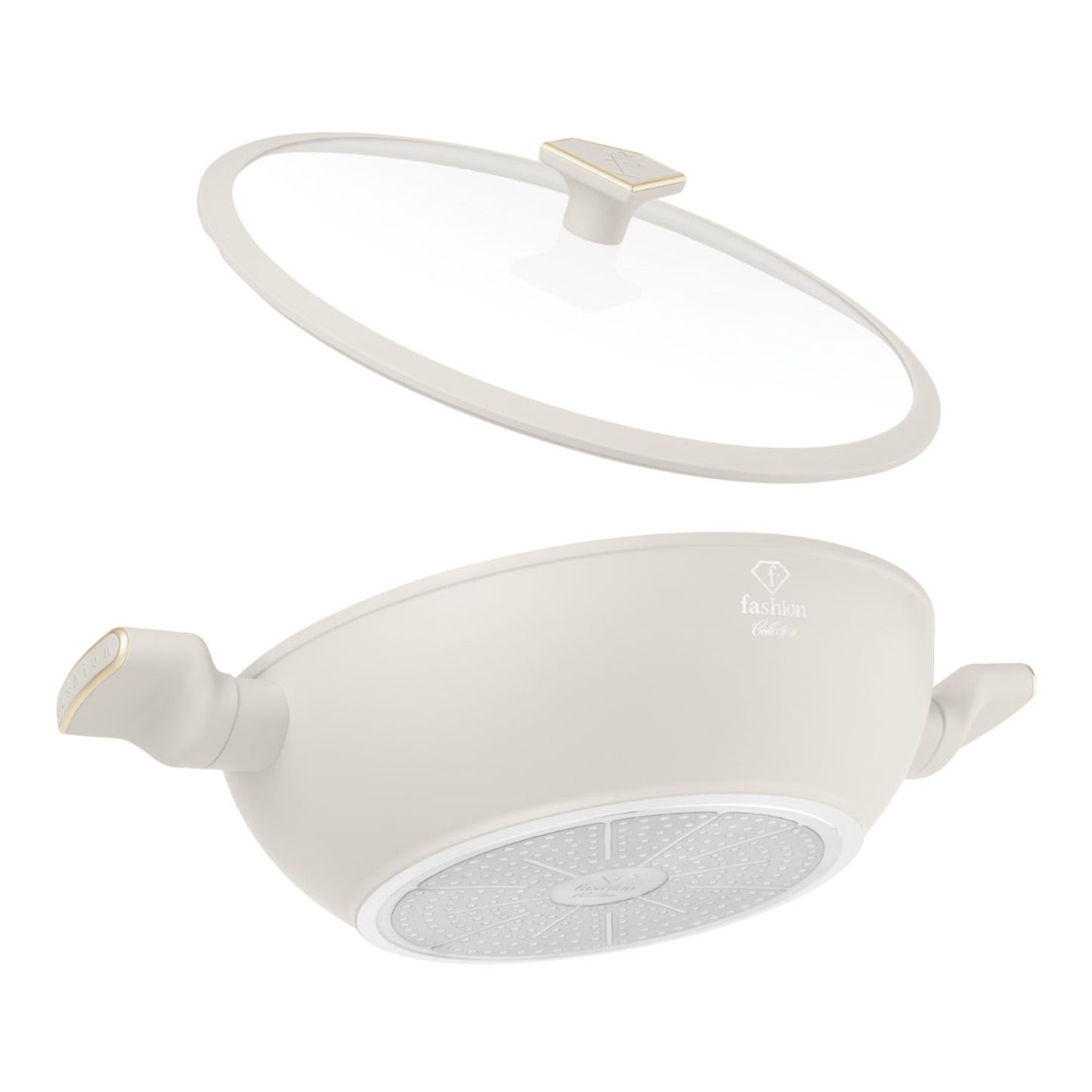 Fashion By Berlinger Haus 30cm TitanPro Non-Stick Wok with Lid - Cream