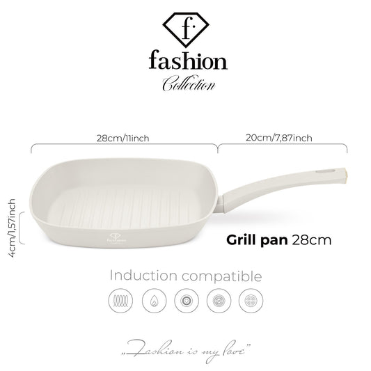 Fashion By Berlinger Haus 28cm TitanPro Non-Stick Grill Pan - Cream