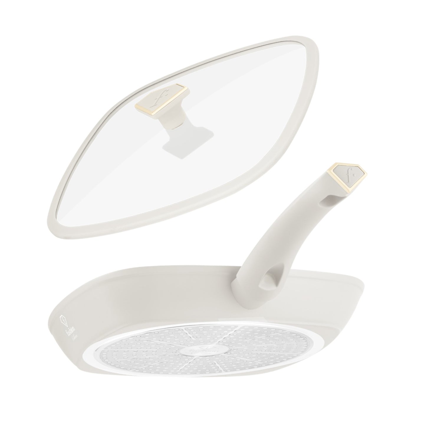 Fashion By Berlinger Haus 28cm TitanPro Non-Stick Grill Pan with Lid - Cream