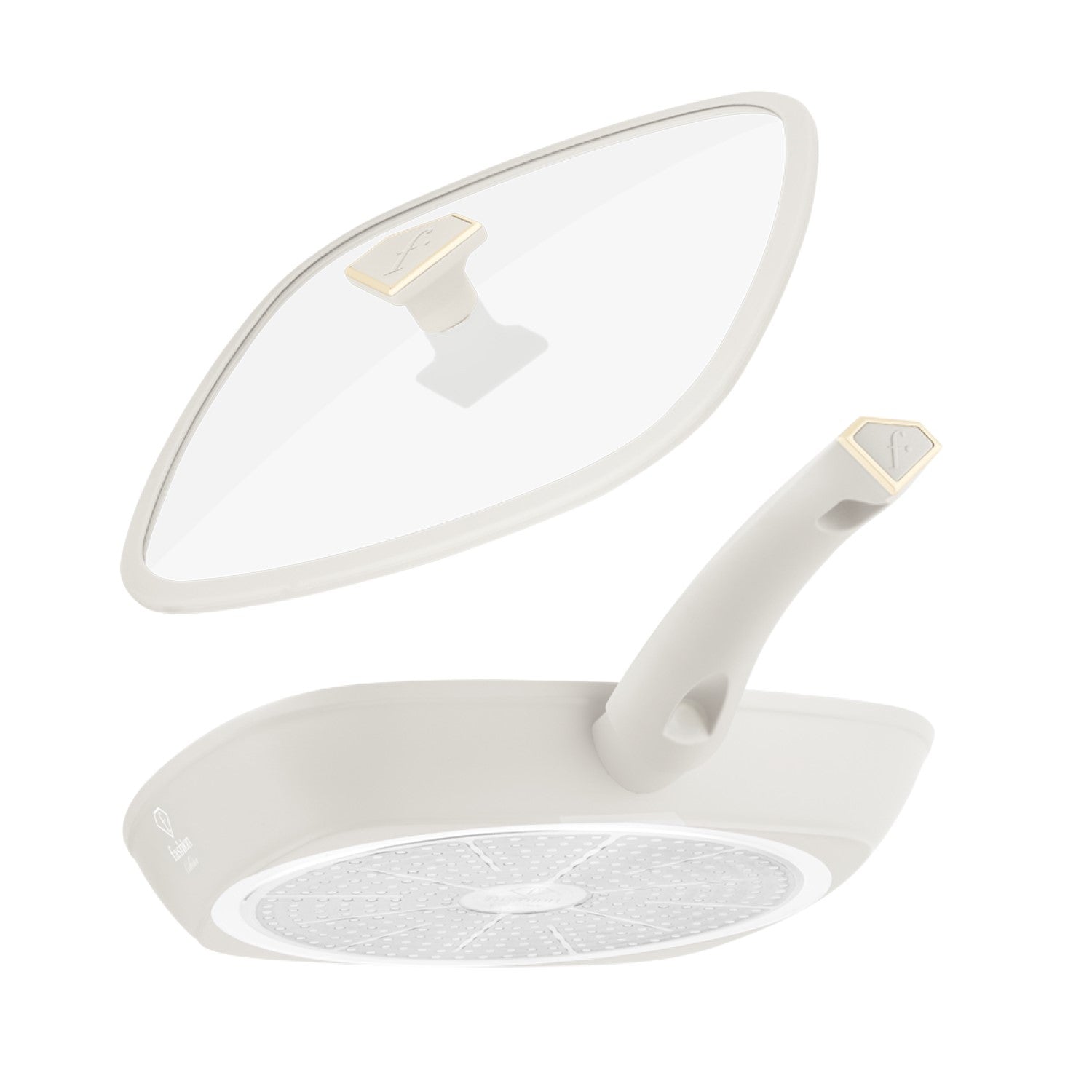 Fashion By Berlinger Haus 28cm TitanPro Non-Stick Grill Pan with Lid - Cream