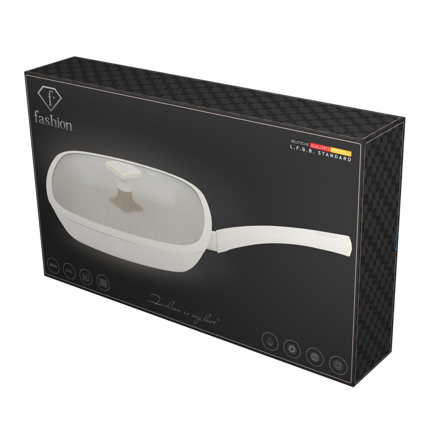 Fashion By Berlinger Haus 28cm TitanPro Non-Stick Grill Pan with Lid - Cream
