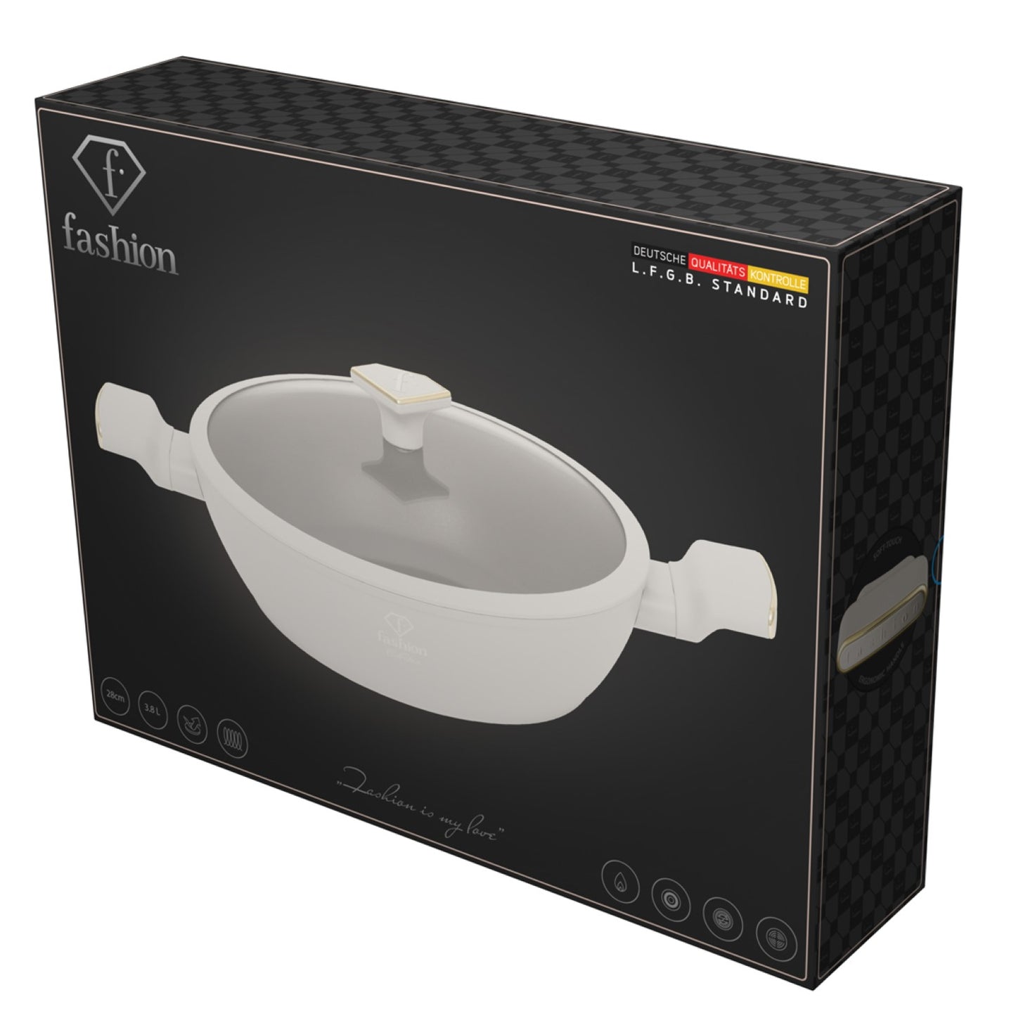 Fashion By Berlinger Haus 28cm TitanPro Non-Stick Shallow Pot with Lid - Cream