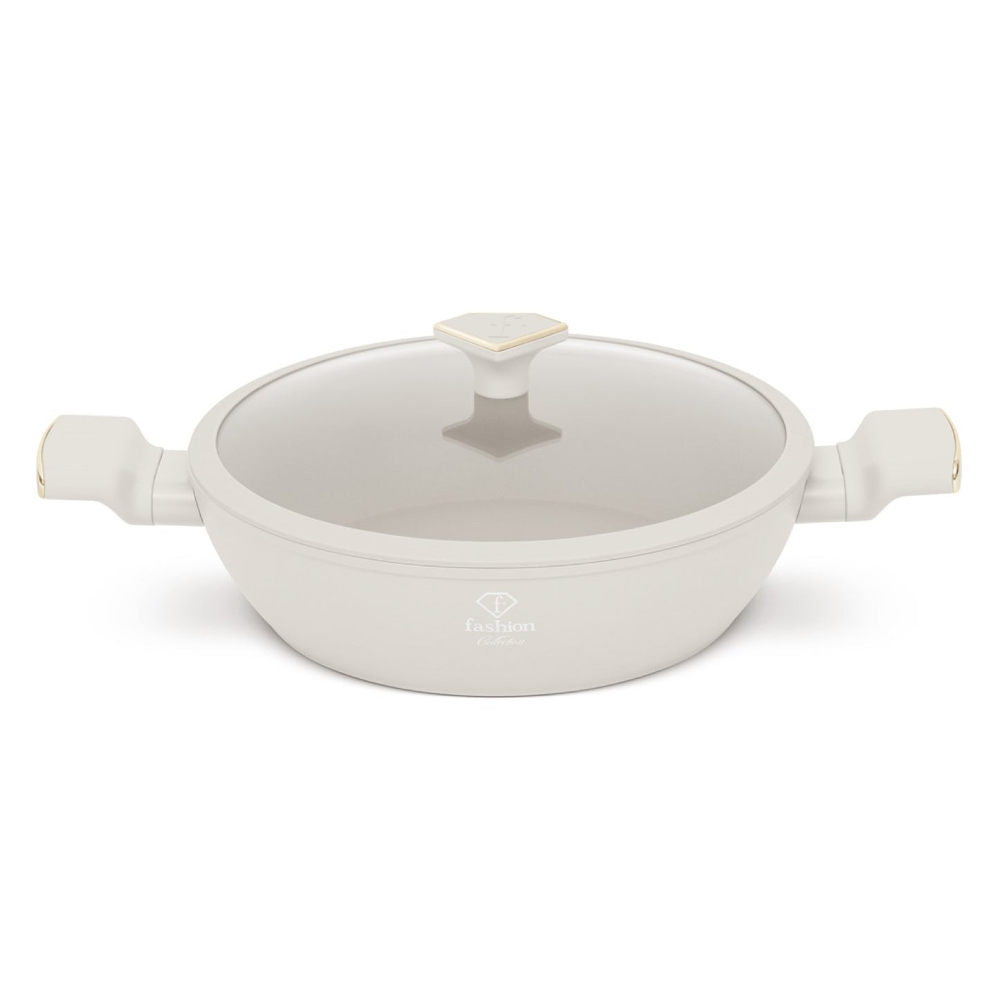 Fashion By Berlinger Haus 28cm TitanPro Non-Stick Shallow Pot with Lid - Cream