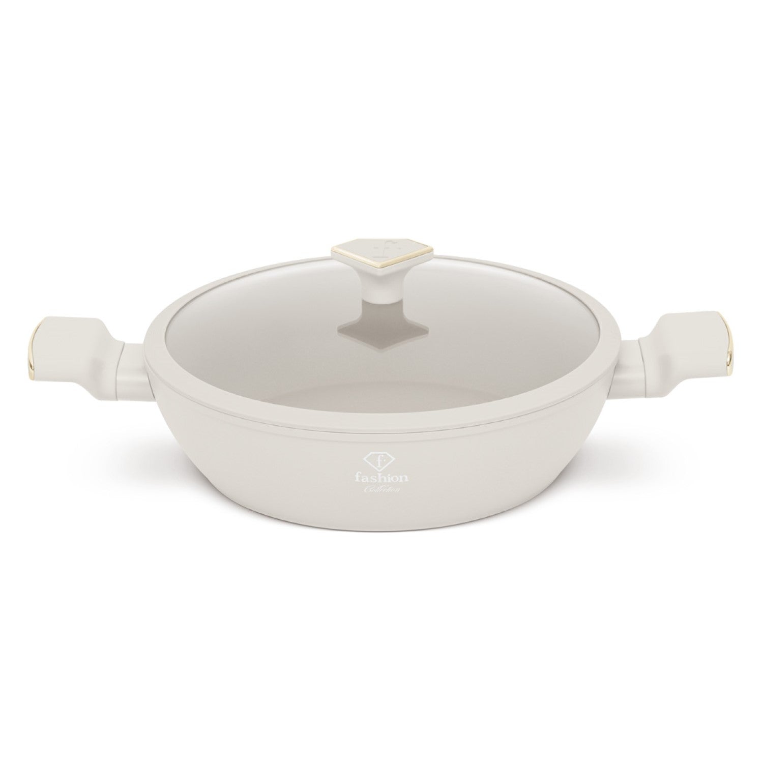 Fashion By Berlinger Haus 28cm TitanPro Non-Stick Shallow Pot with Lid - Cream
