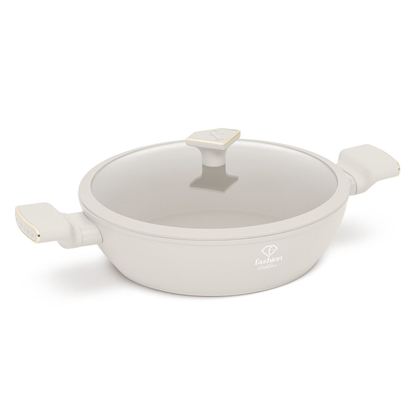 Fashion By Berlinger Haus 28cm TitanPro Non-Stick Shallow Pot with Lid - Cream
