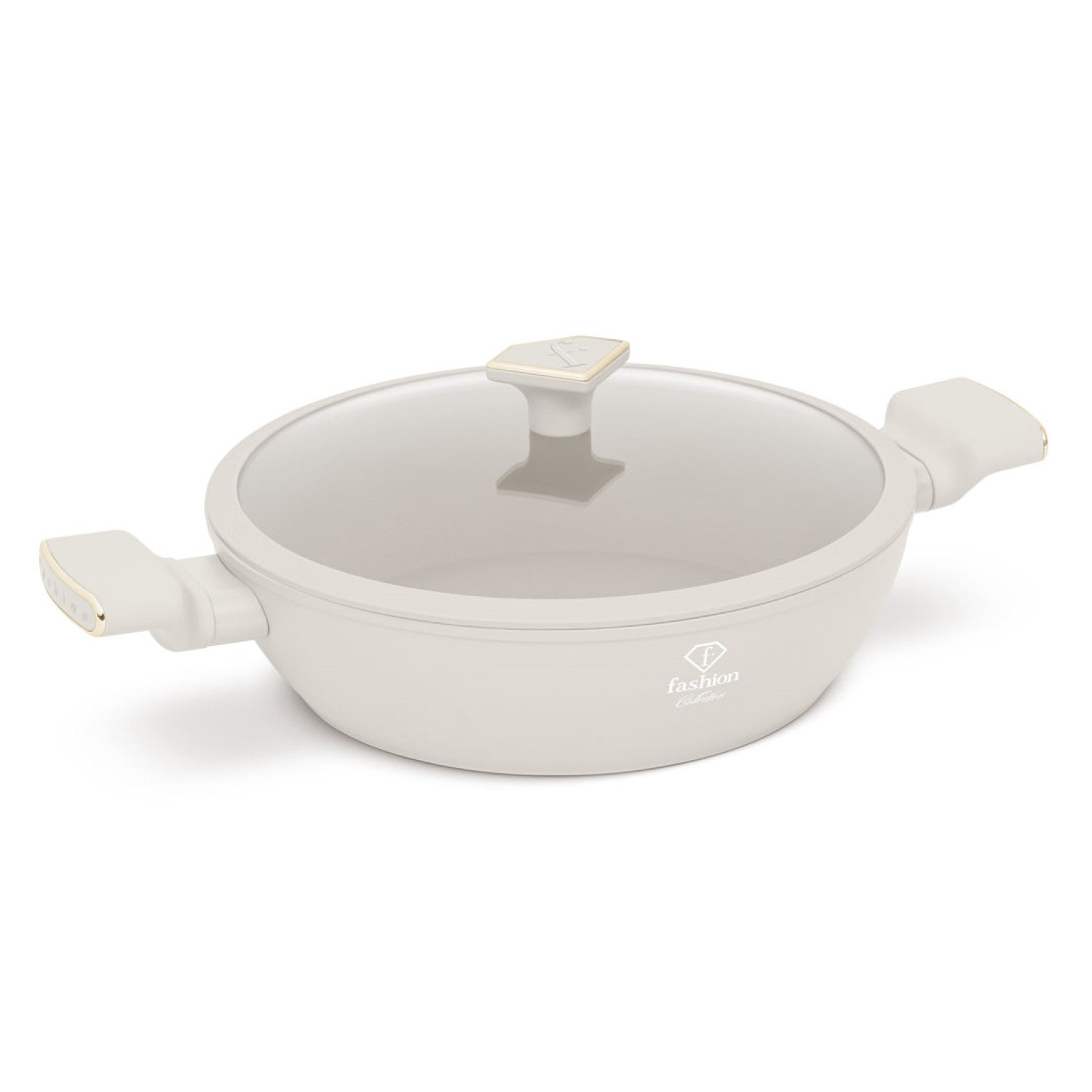 Fashion By Berlinger Haus 28cm TitanPro Non-Stick Shallow Pot with Lid - Cream