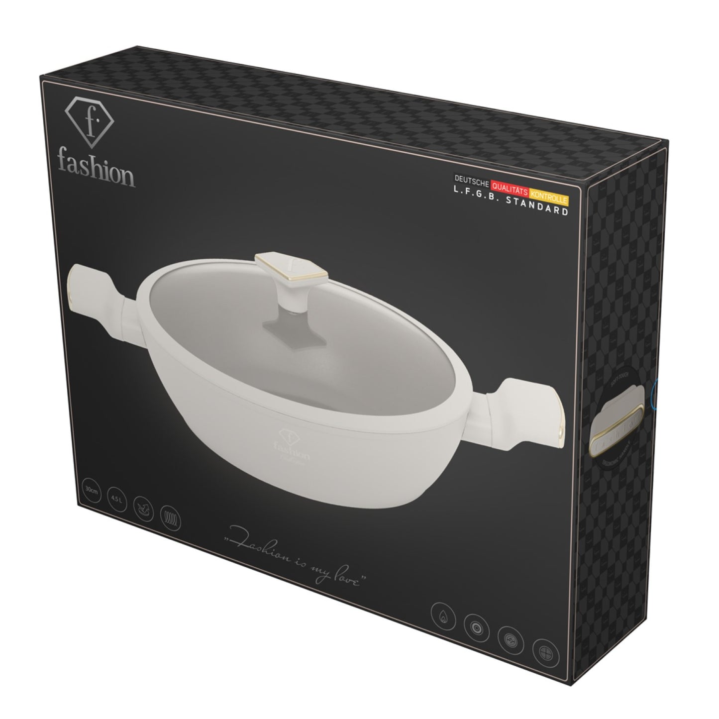 Fashion By Berlinger Haus 30cm TitanPro Non-Stick Shallow Pot with Lid - Cream
