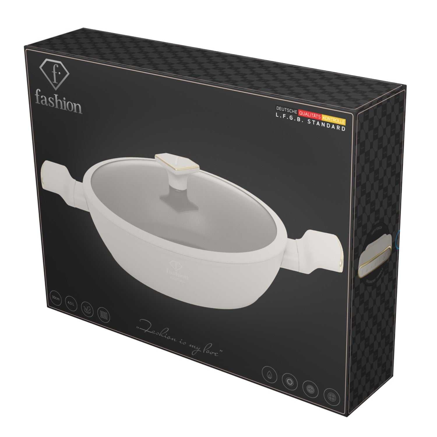 Fashion By Berlinger Haus 30cm TitanPro Non-Stick Shallow Pot with Lid - Cream