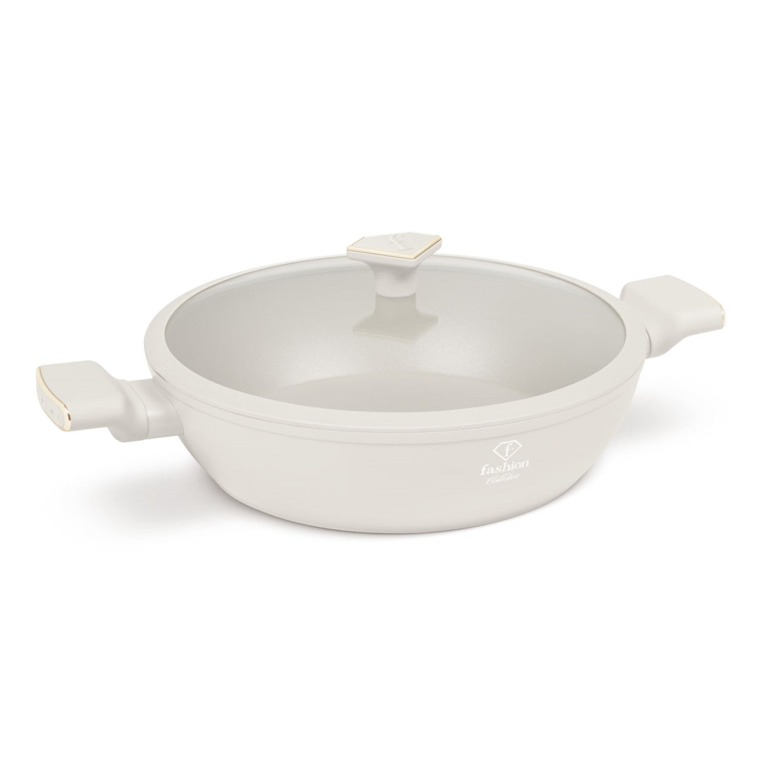 Fashion By Berlinger Haus 30cm TitanPro Non-Stick Shallow Pot with Lid - Cream