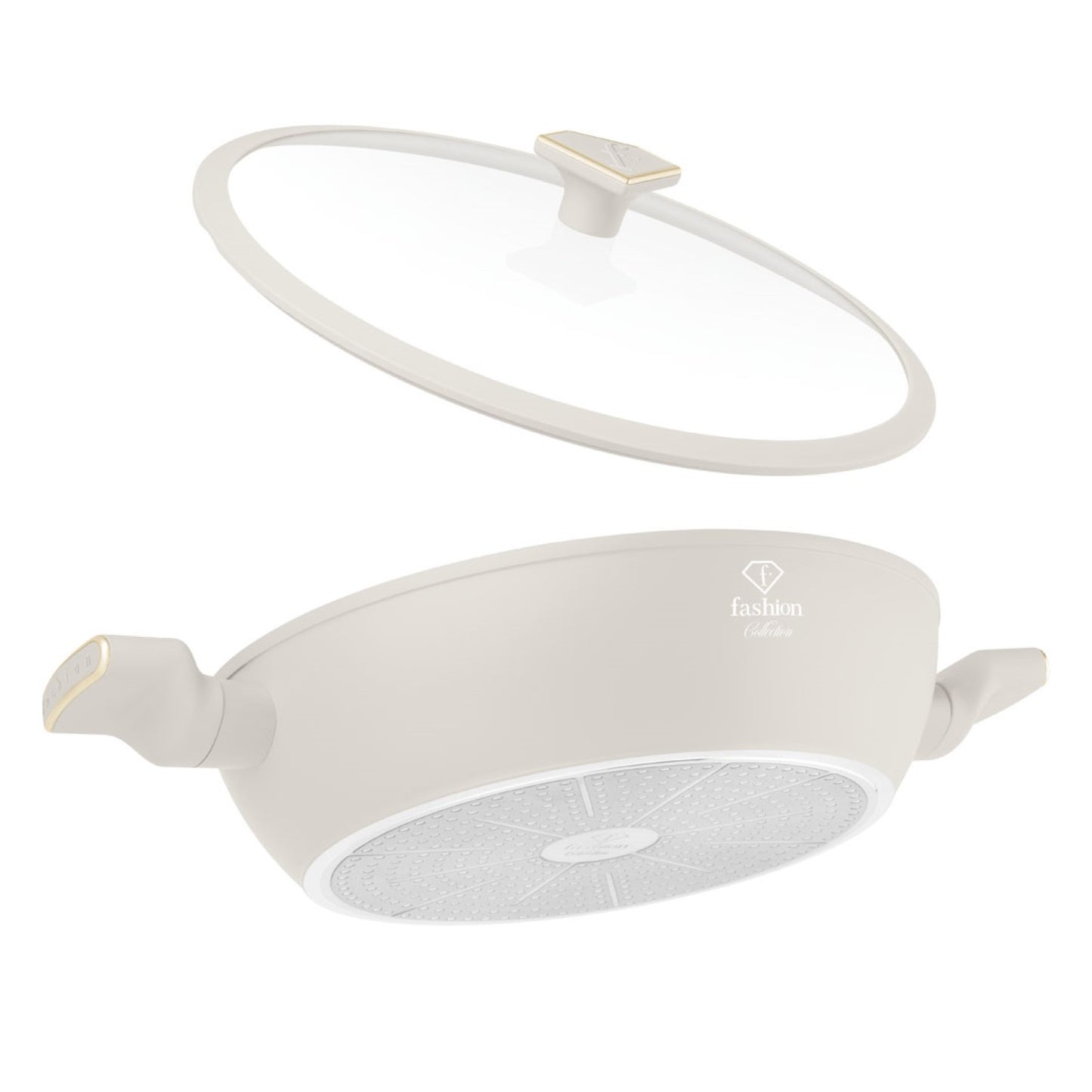 Fashion By Berlinger Haus 30cm TitanPro Non-Stick Shallow Pot with Lid - Cream