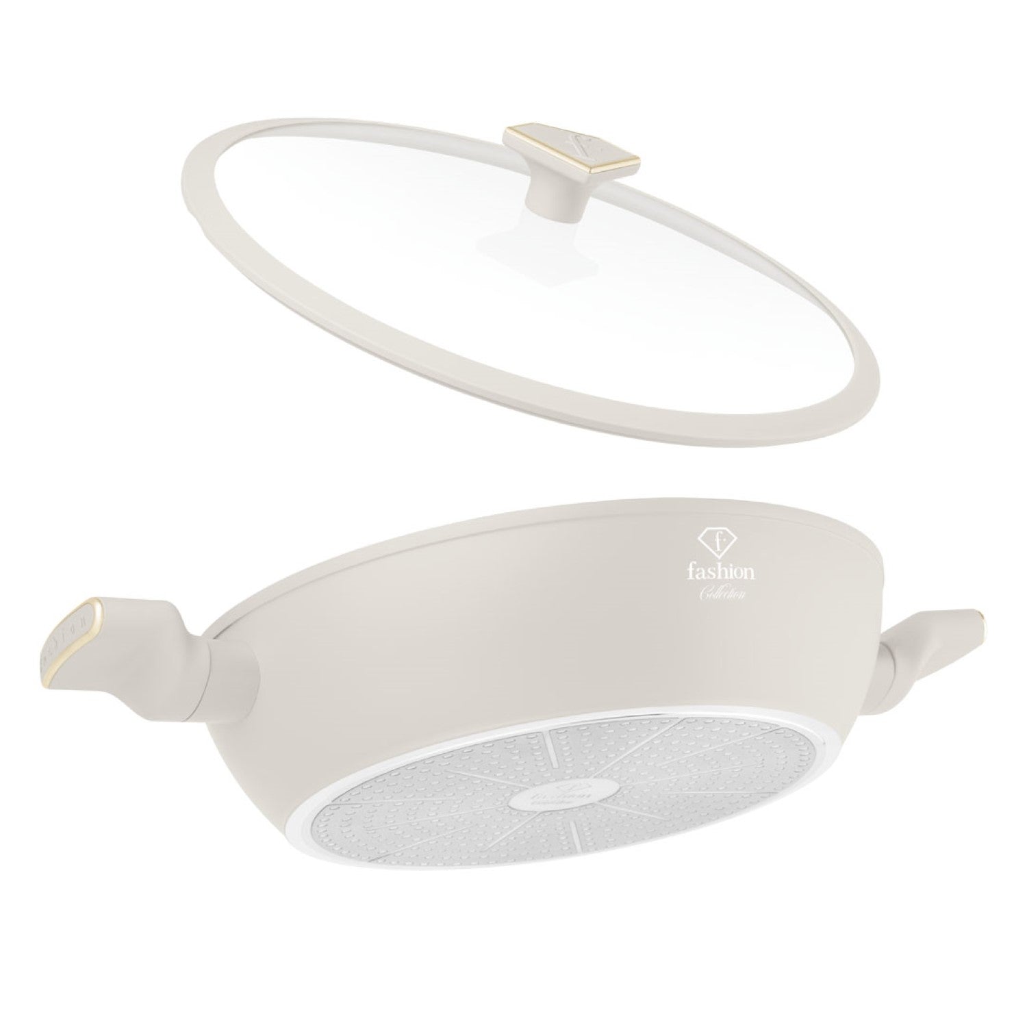 Fashion By Berlinger Haus 30cm TitanPro Non-Stick Shallow Pot with Lid - Cream