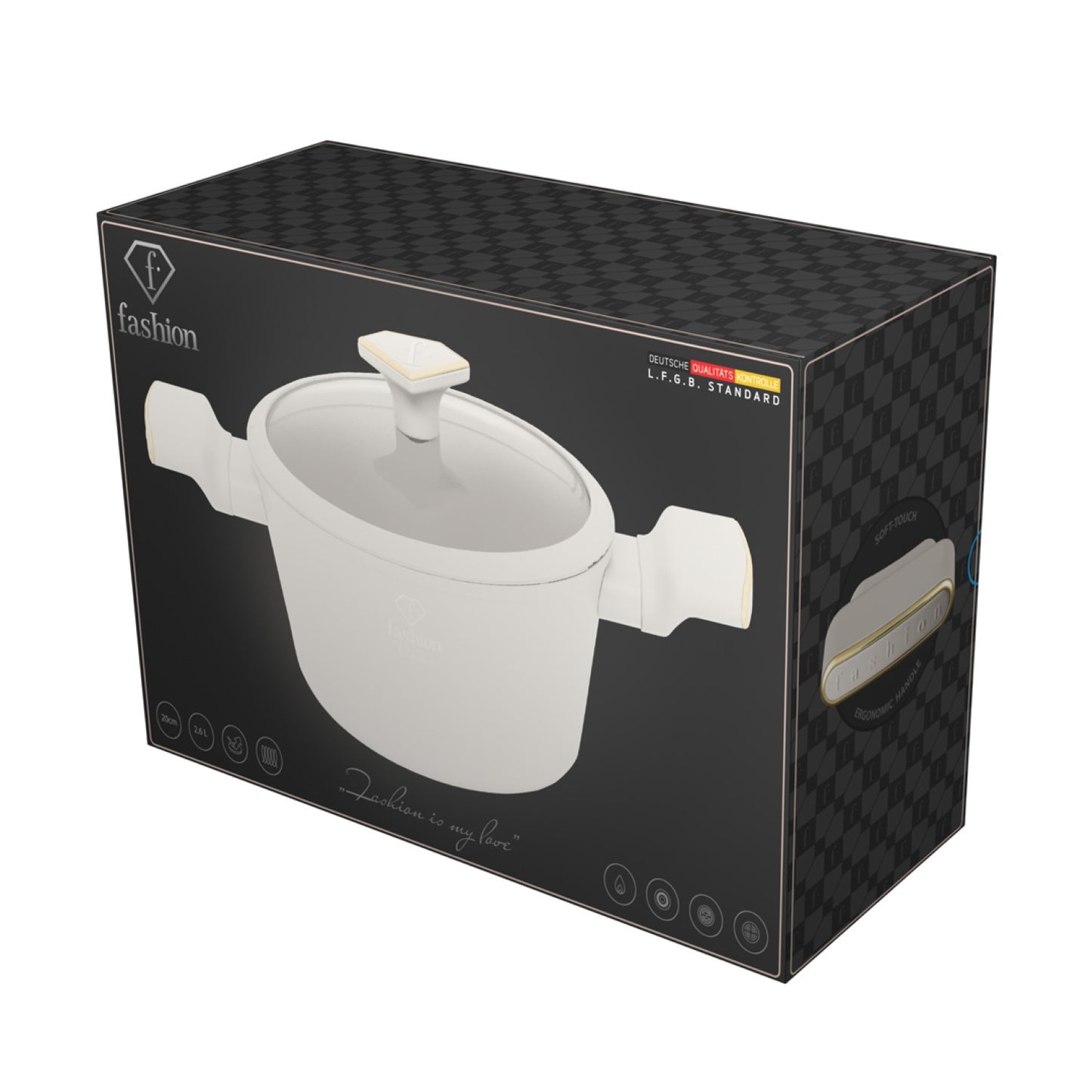 Fashion By Berlinger Haus 20cm TitanPro Non-Stick Casserole with Lid - Cream