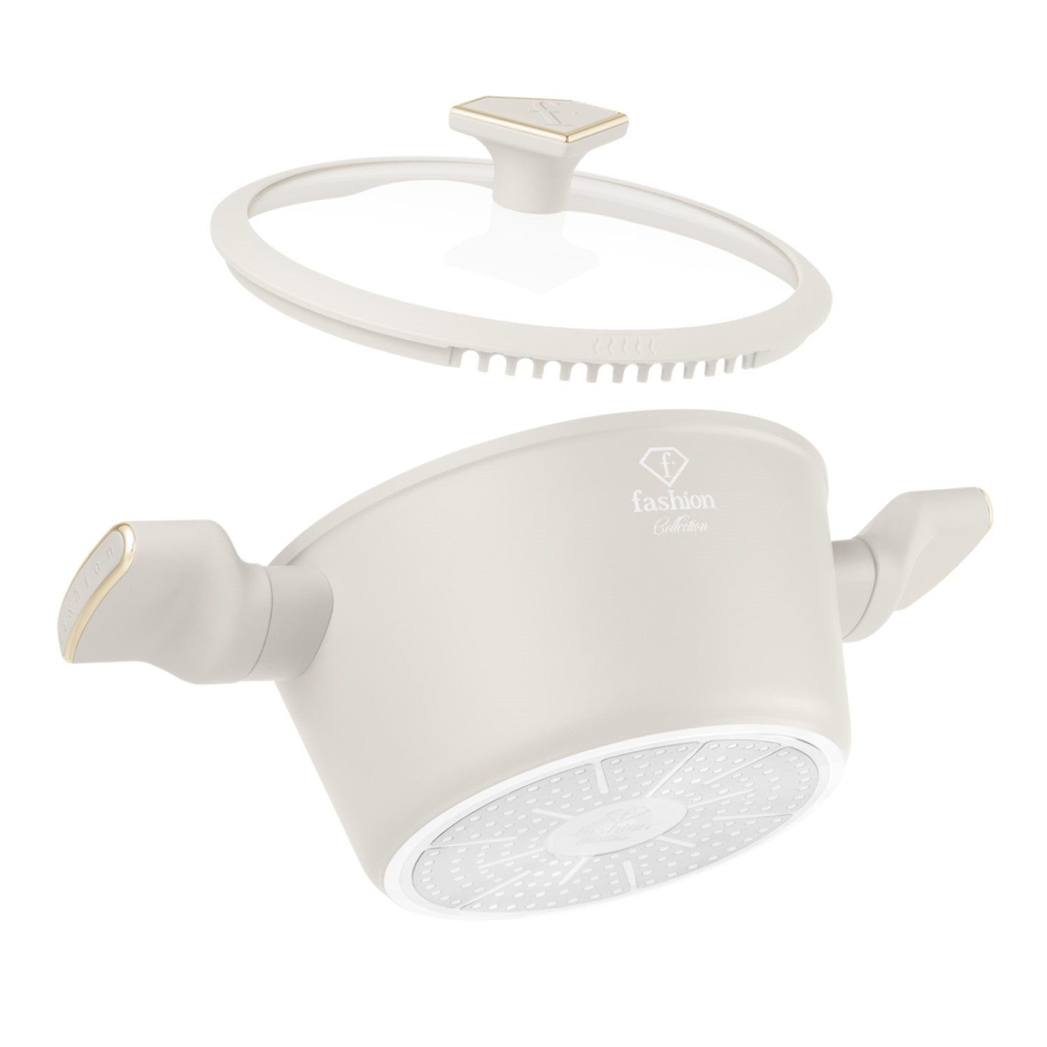 Fashion By Berlinger Haus 20cm TitanPro Non-Stick Casserole with Lid - Cream