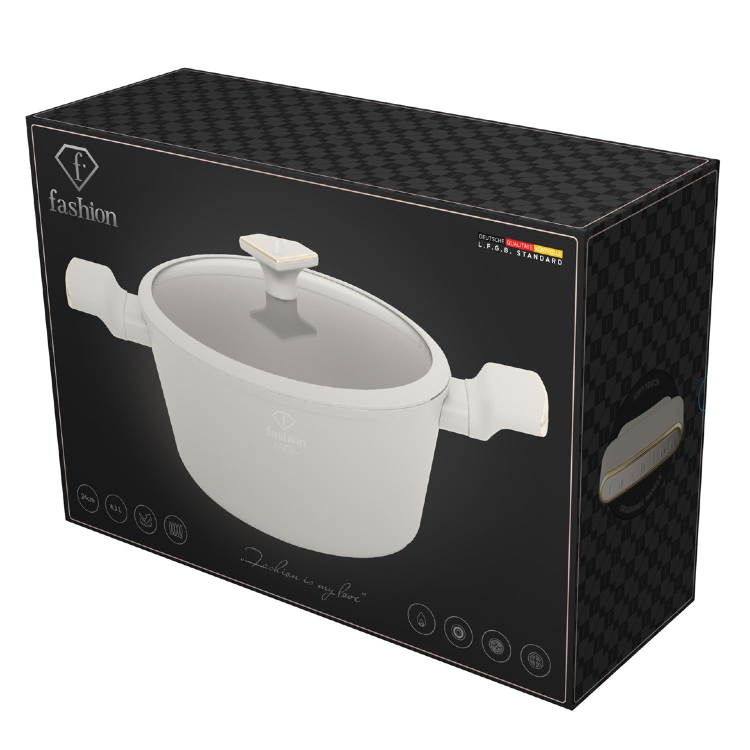 Fashion By Berlinger Haus 24cm TitanPro Non-Stick Casserole with Lid - Cream