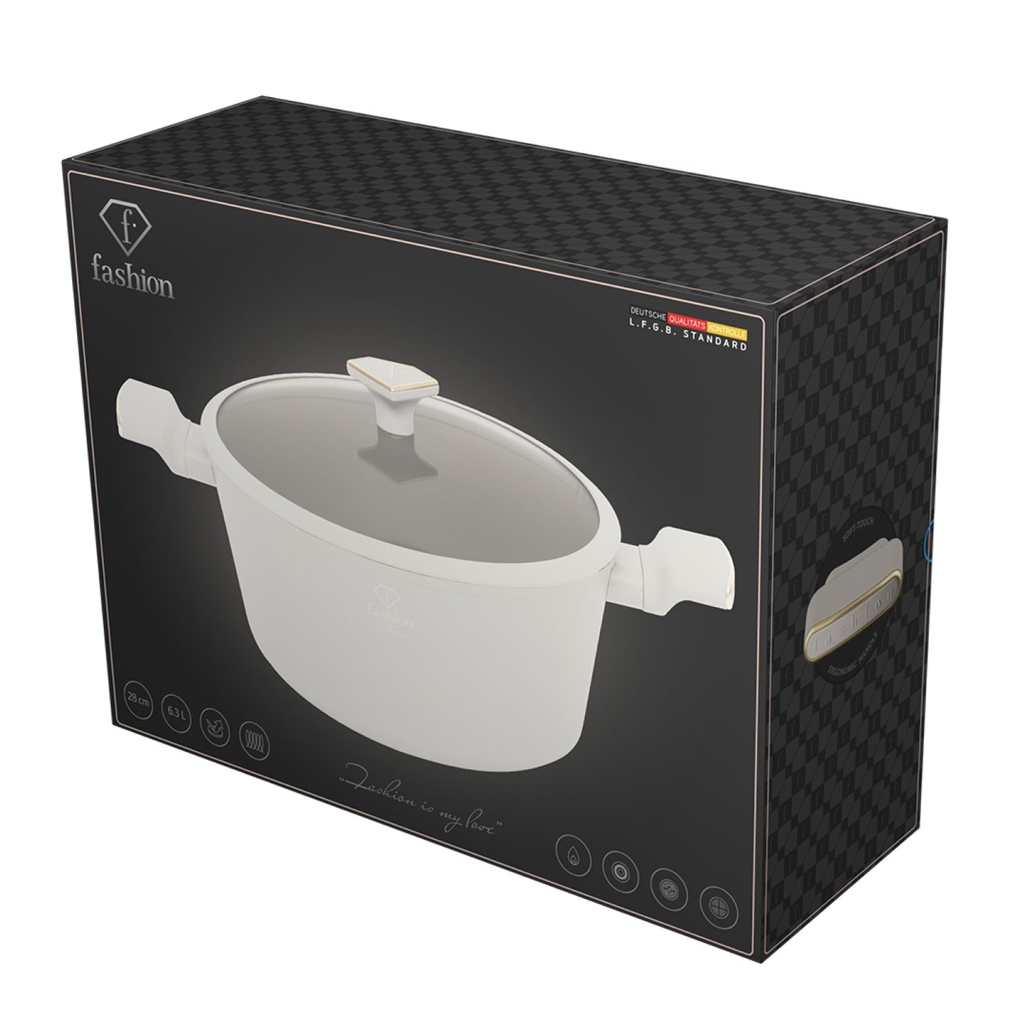 Fashion By Berlinger Haus 28cm TitanPro Non-Stick Casserole with Lid - Cream