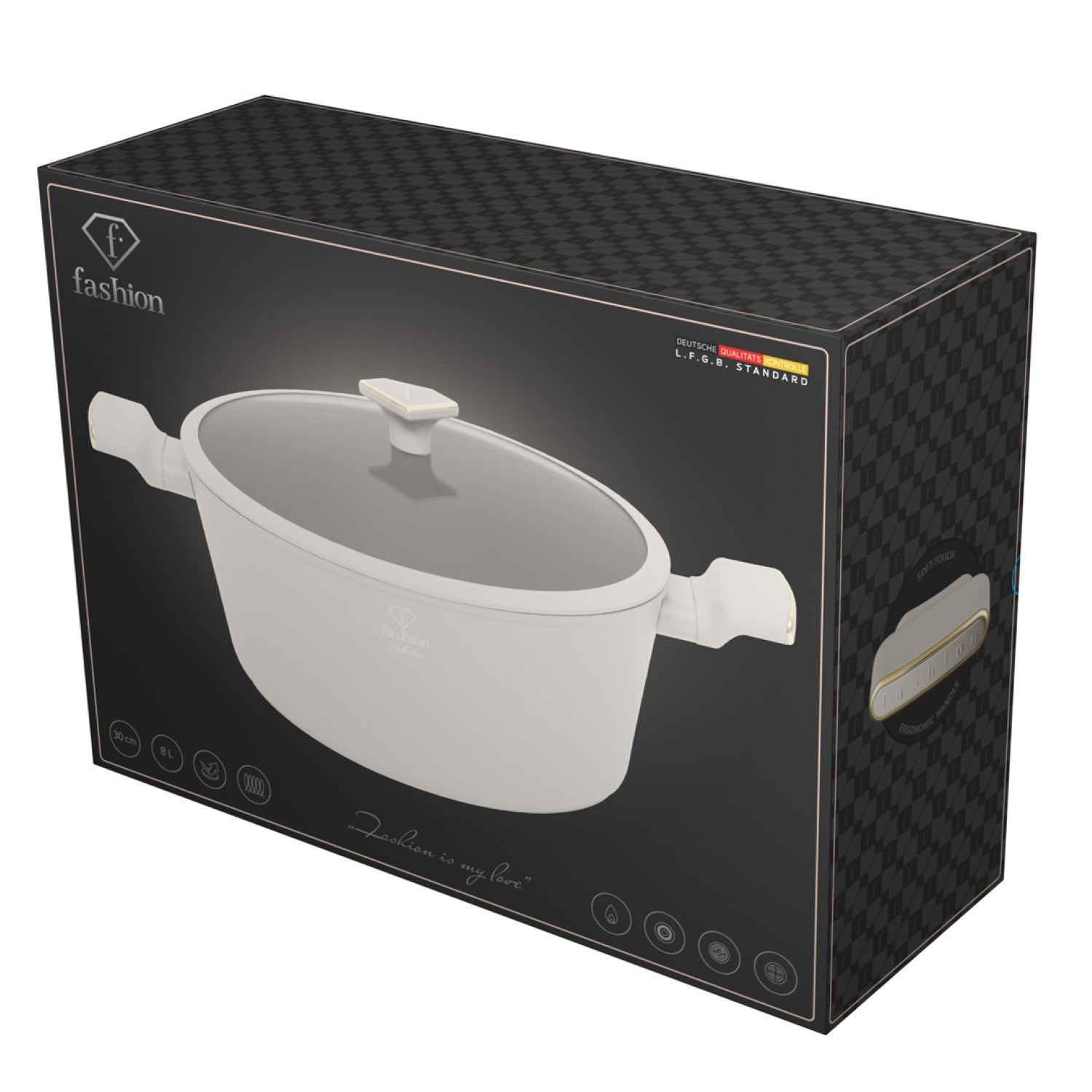 Fashion By Berlinger Haus 30cm TitanPro Non-Stick Casserole with Lid - Cream