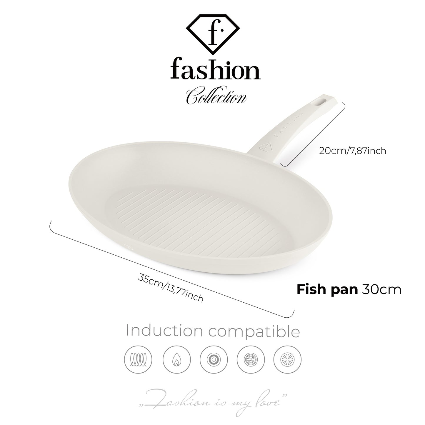 Fashion By Berlinger Haus 35cm Titan Pro Non-Stick Fish Pan - Matt Cream