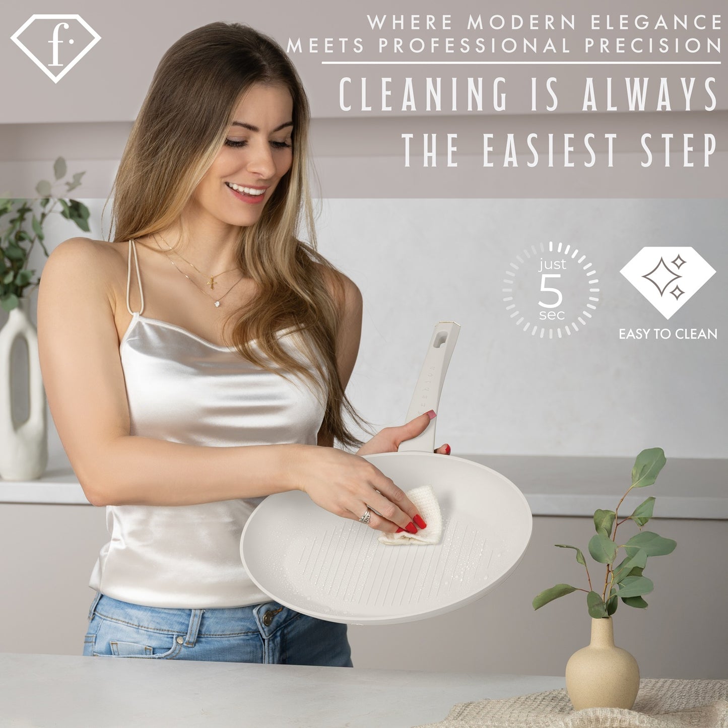 Fashion By Berlinger Haus 35cm Titan Pro Non-Stick Fish Pan - Matt Cream