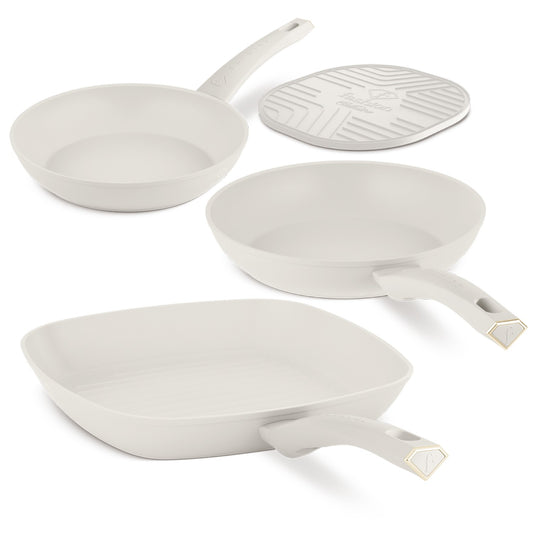 Fashion By Berlinger Haus 4 Piece TitanPro Non-Stick Frypan Set - Cream