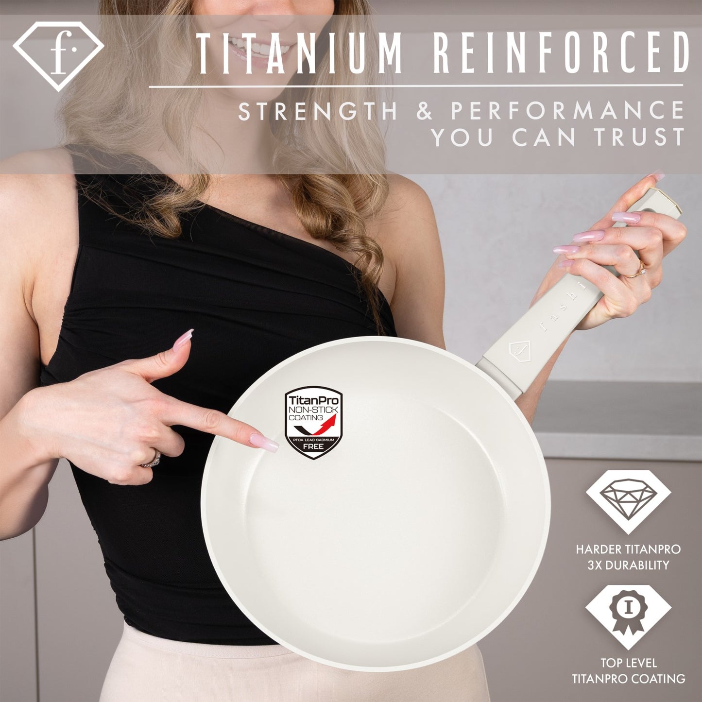 Fashion By Berlinger Haus 4 Piece TitanPro Non-Stick Frypan Set - Cream