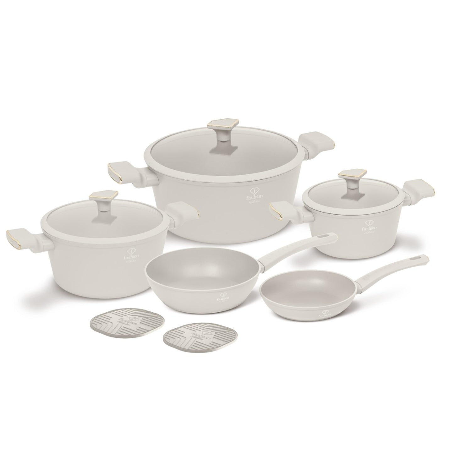 Fashion By Berlinger Haus 10 Piece TitanPro Non-Stick Cookware Set - Cream