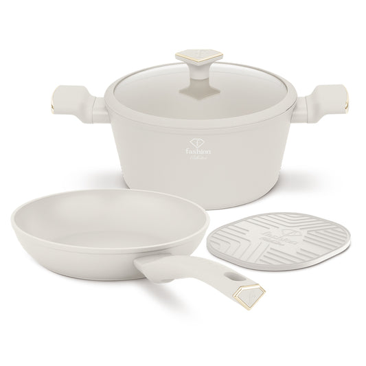 Fashion By Berlinger Haus 4-Piece Titan Pro Non-Stick Cookware Set - Matt Cream