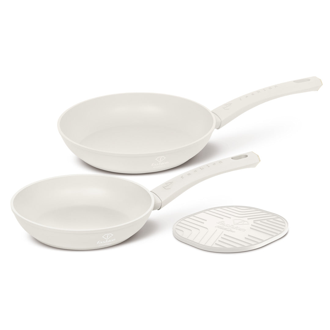 Fashion By Berlinger Haus 3-Piece Titan Pro Non-Stick Frypan Set - Matt Cream