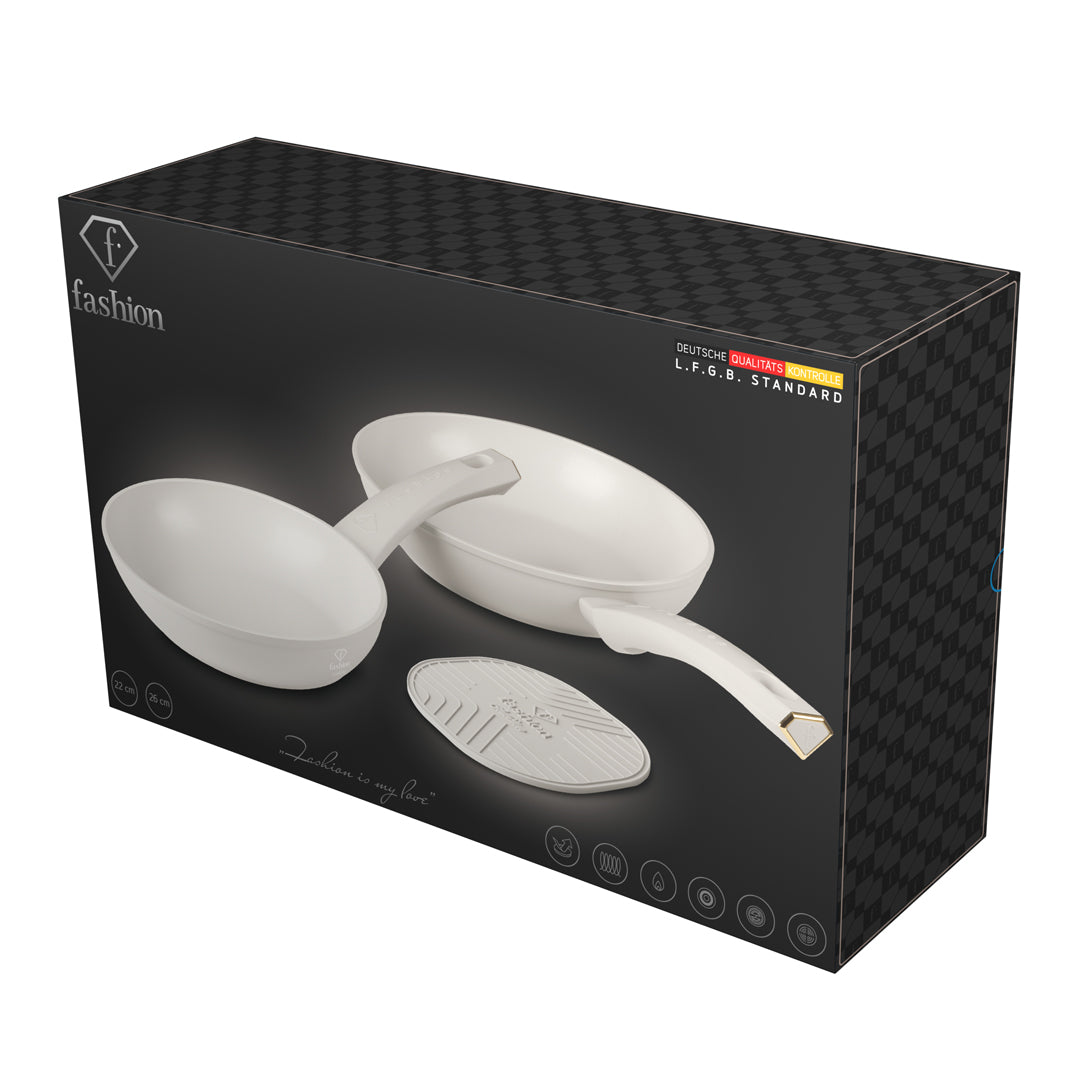 Fashion By Berlinger Haus 3-Piece Titan Pro Non-Stick Frypan Set - Matt Cream