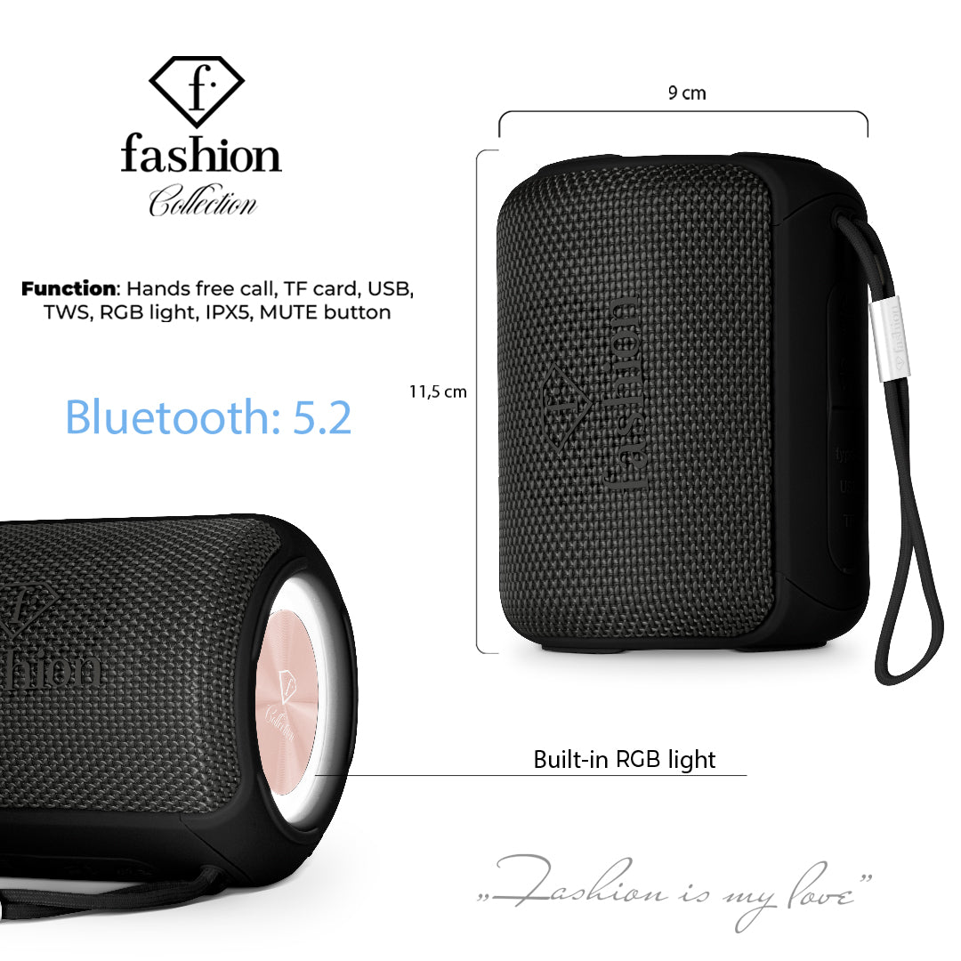 Fashion By Berlinger Haus Portable Bluetooth Speaker Small Size - Black Rose
