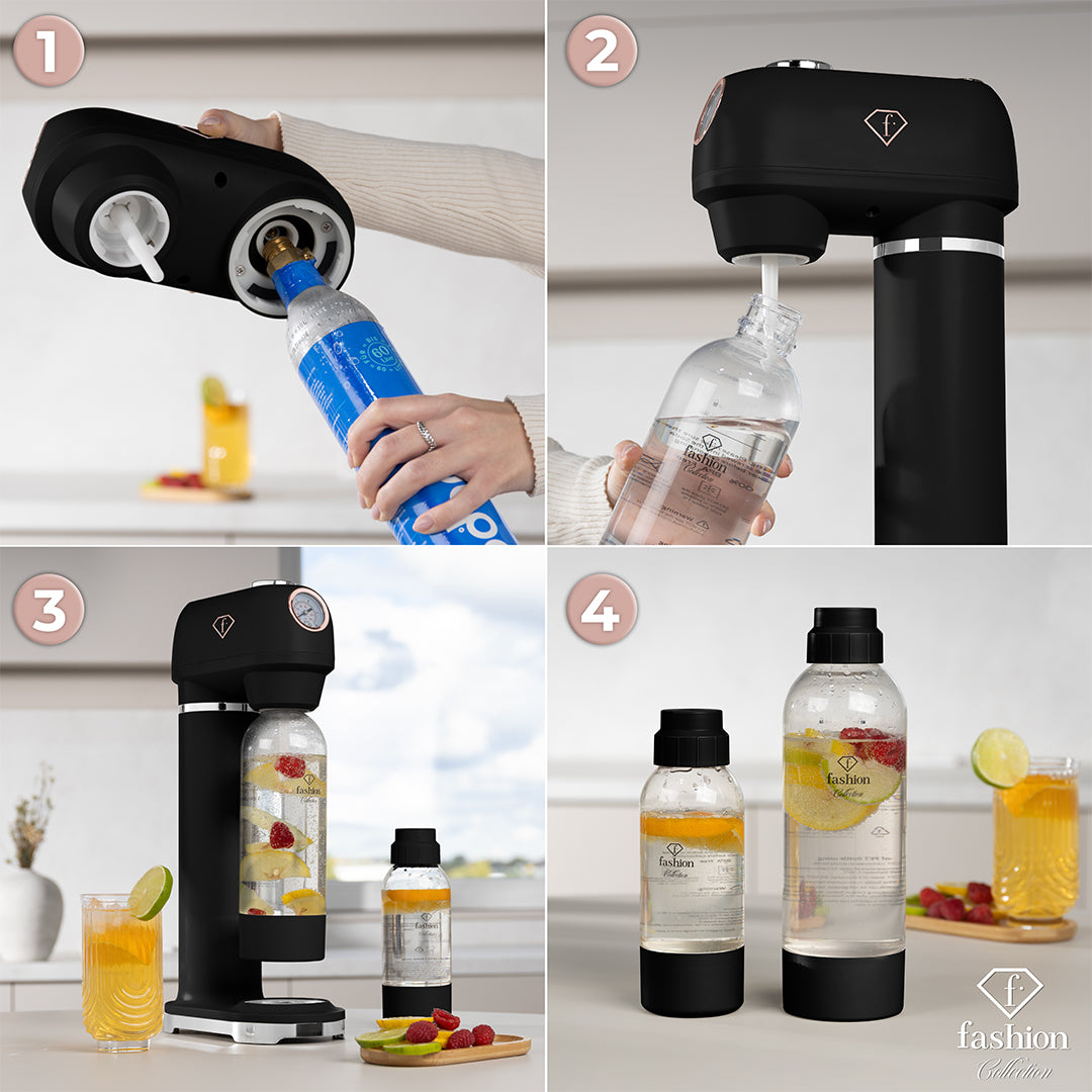 Fashion By Berlinger Haus Soda Maker with 2 Bottles and Barometer - Black Rose