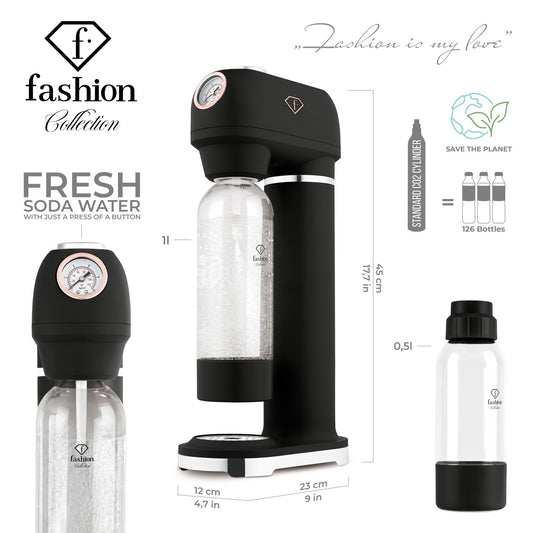 Fashion By Berlinger Haus Soda Maker with 2 Bottles and Barometer - Black Rose