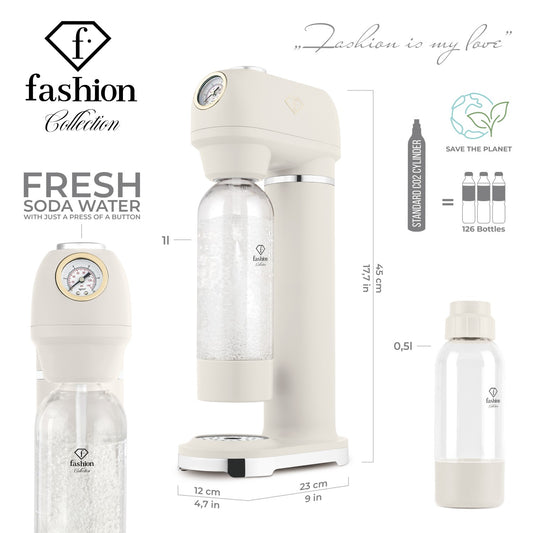 Fashion By Berlinger Haus Soda Maker with 2 Bottles and Barometer - Cream