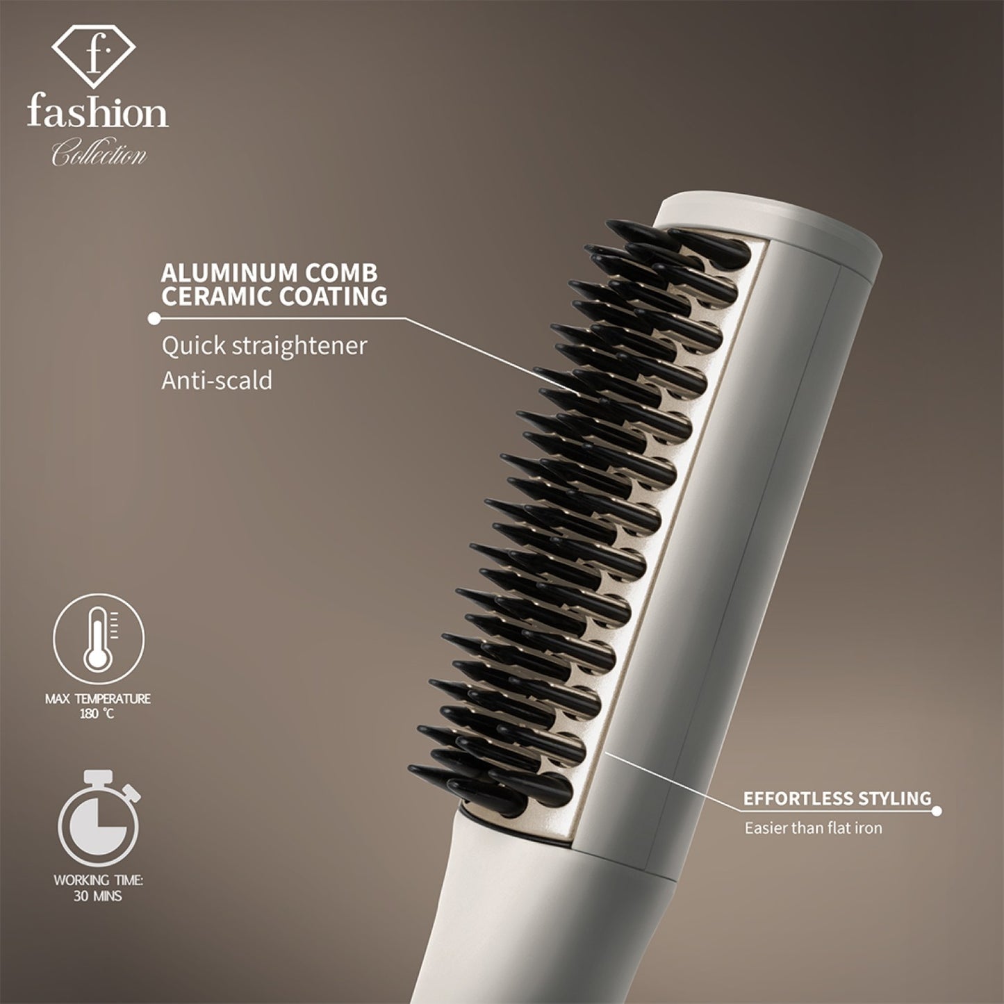 Fashion By Berlinger Haus Mini Hair Straightening Comb - Cream