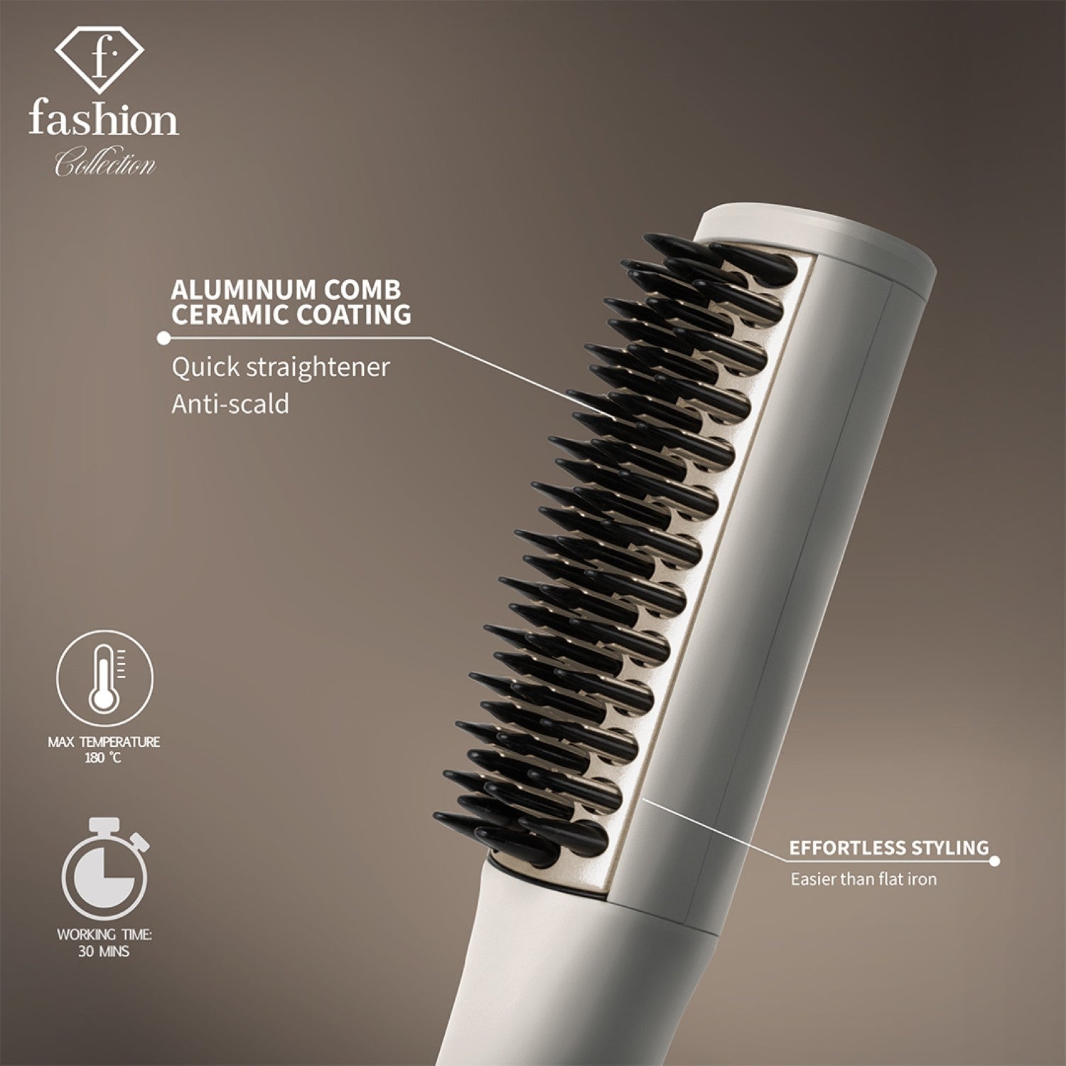 Fashion By Berlinger Haus Mini Hair Straightening Comb - Cream
