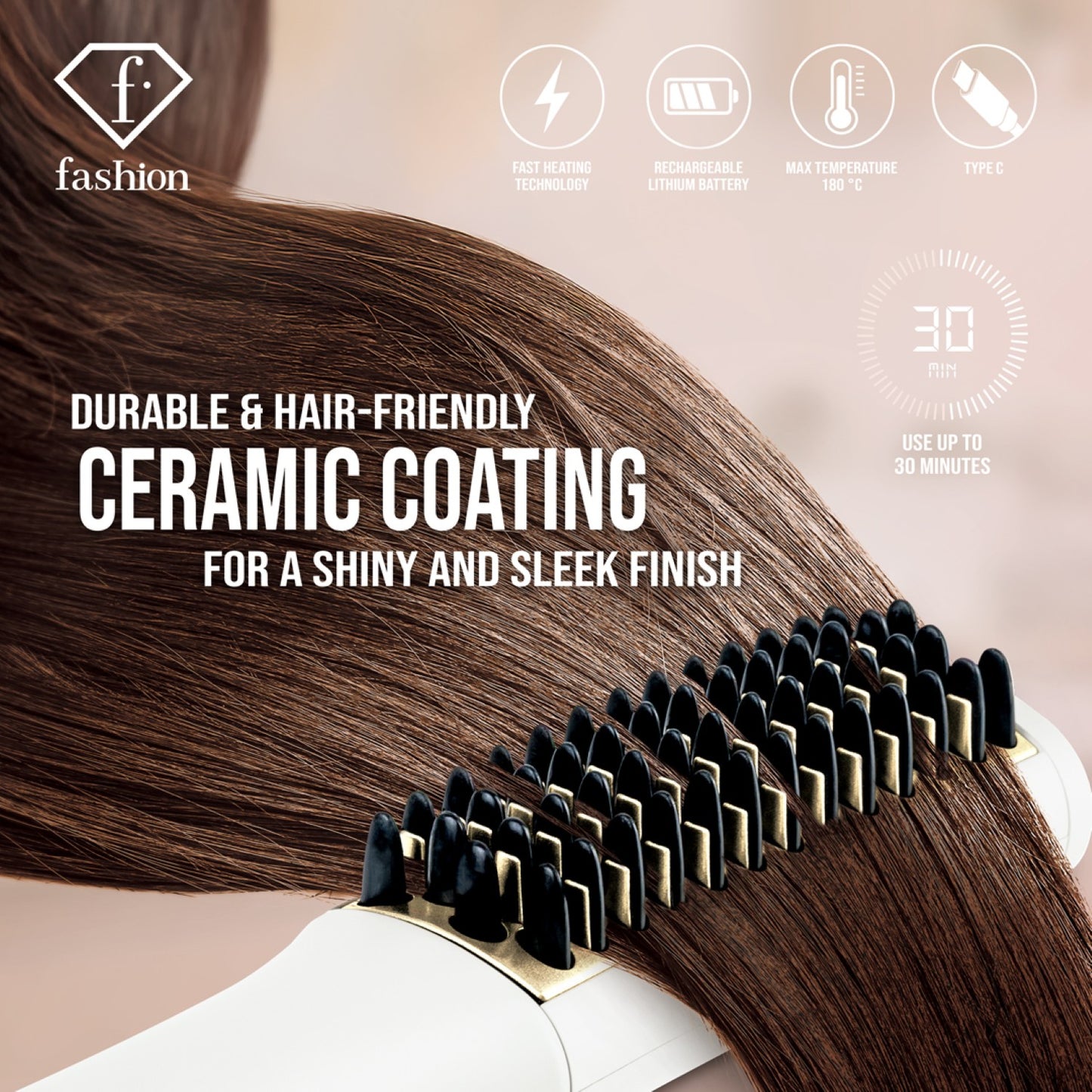 Fashion By Berlinger Haus Mini Hair Straightening Comb - Cream
