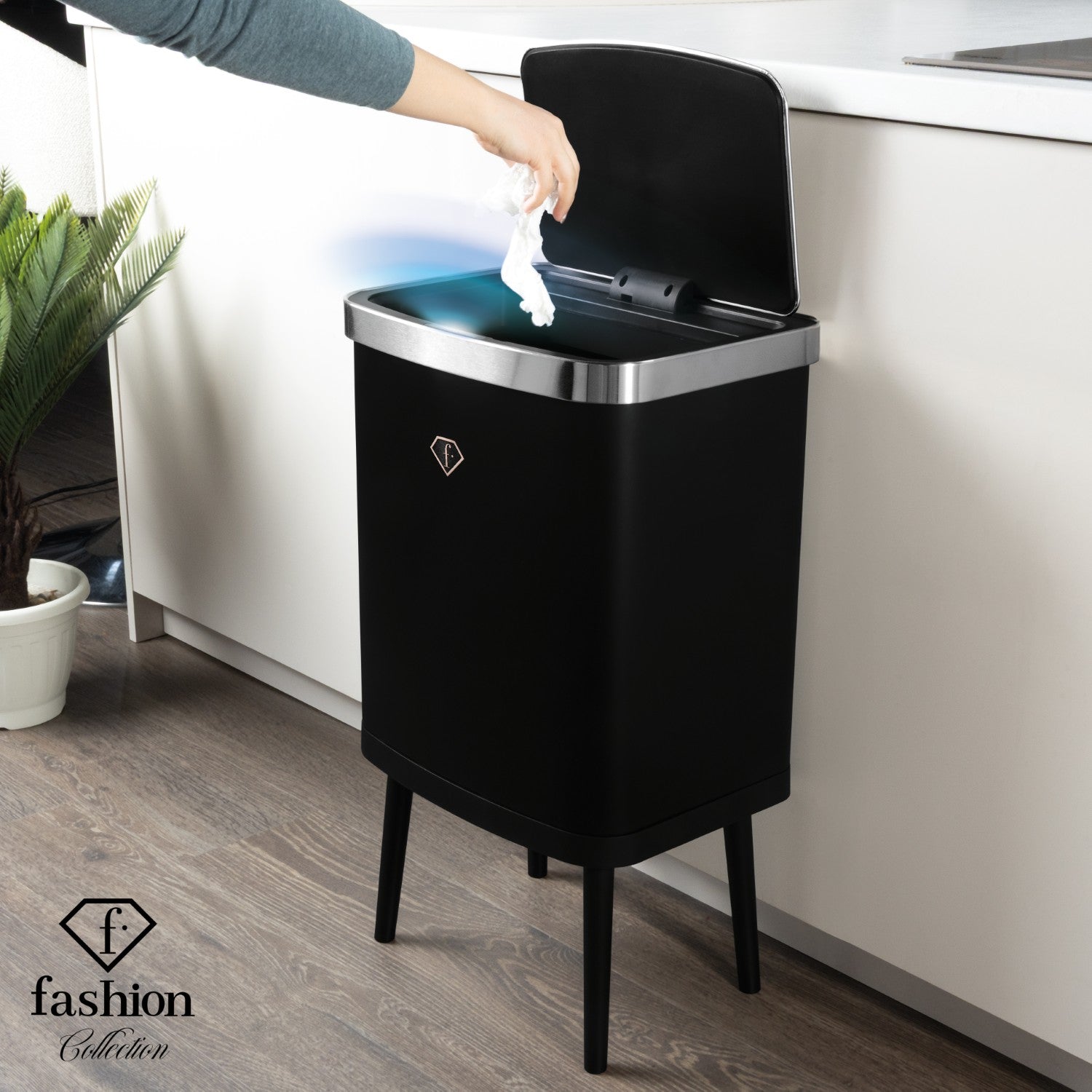 Fashion By Berlinger Haus 30L Sensor Bin - Black Rose