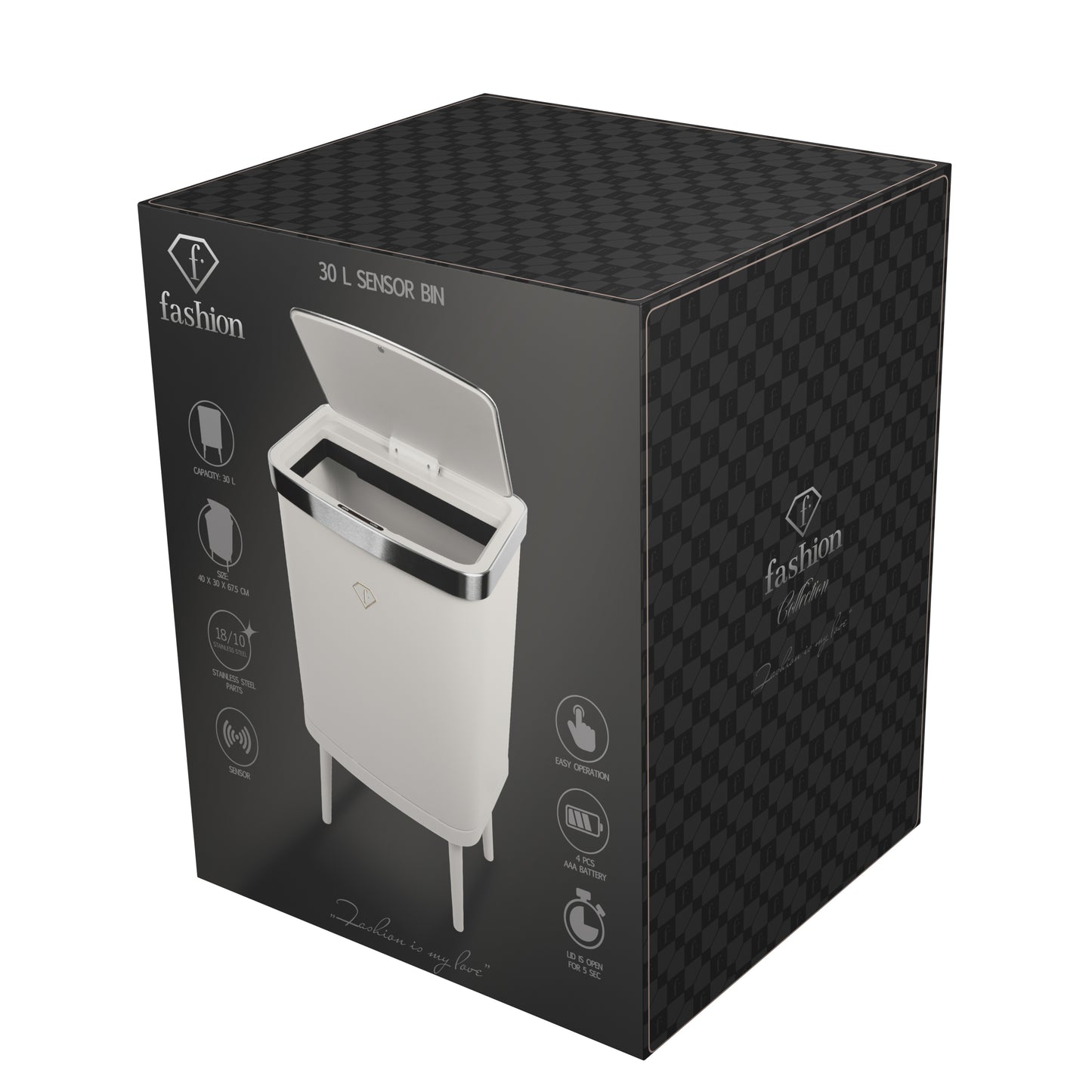Fashion By Berlinger Haus 30L Sensor Bin - Cream