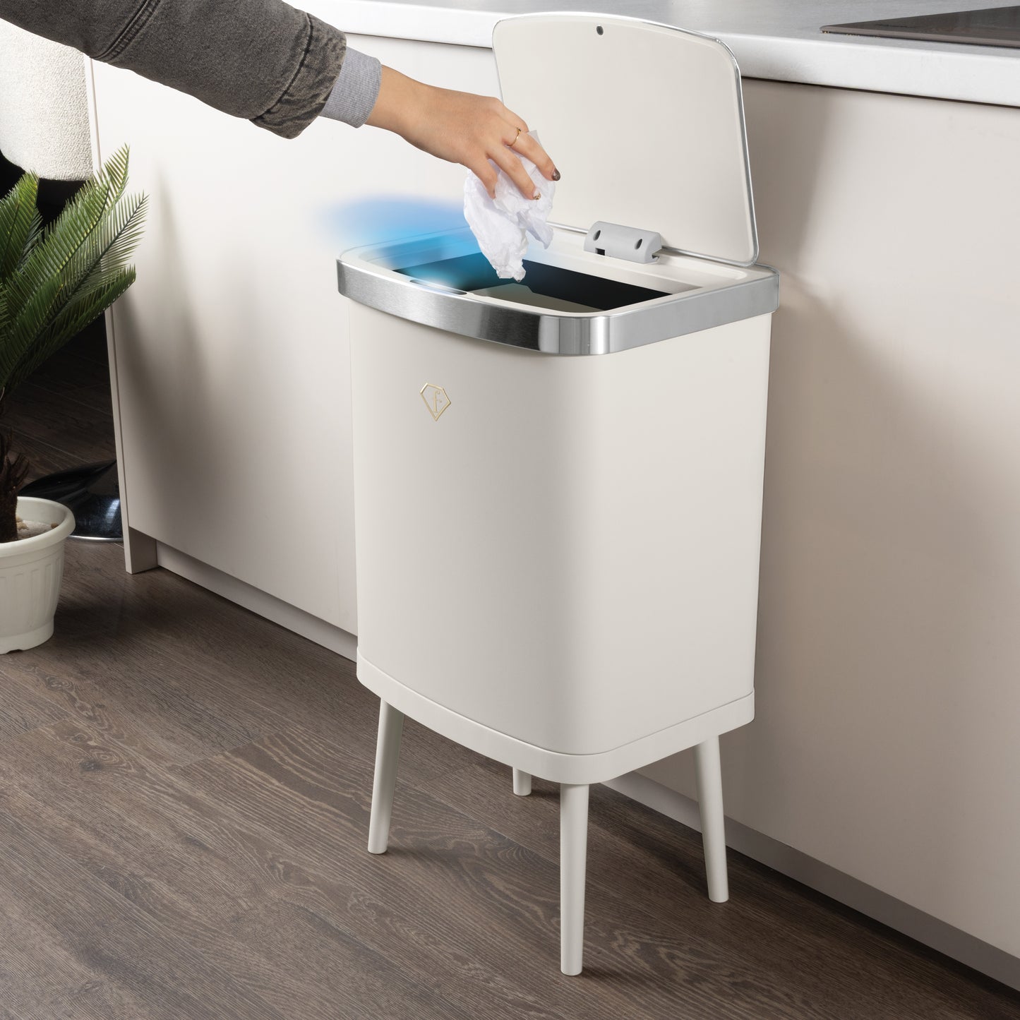 Fashion By Berlinger Haus 30L Sensor Bin - Cream