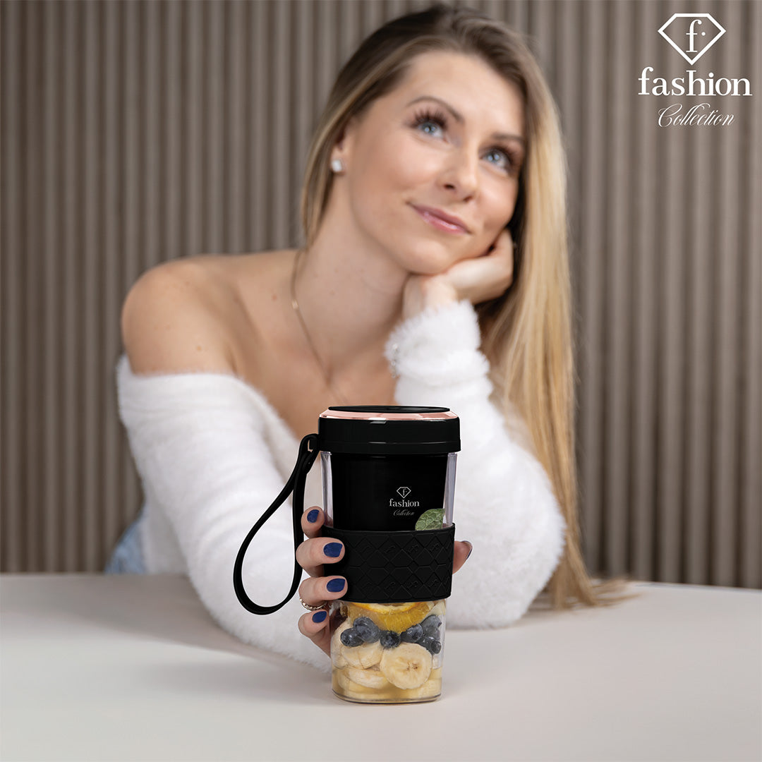 Fashion By Berlinger Haus Mini Blender with USB Rechargeable Bottle - Black Rose