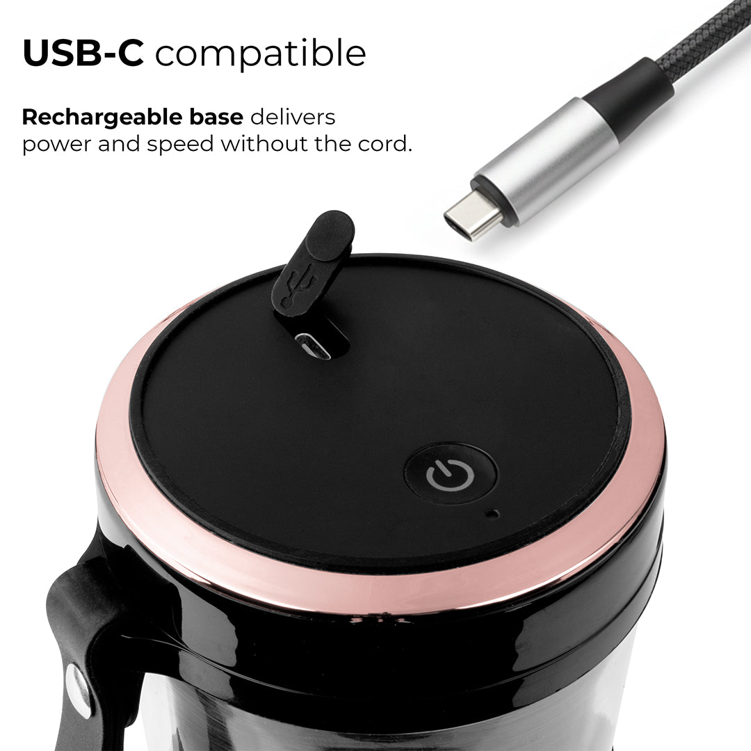 Fashion By Berlinger Haus Mini Blender with USB Rechargeable Bottle - Black Rose