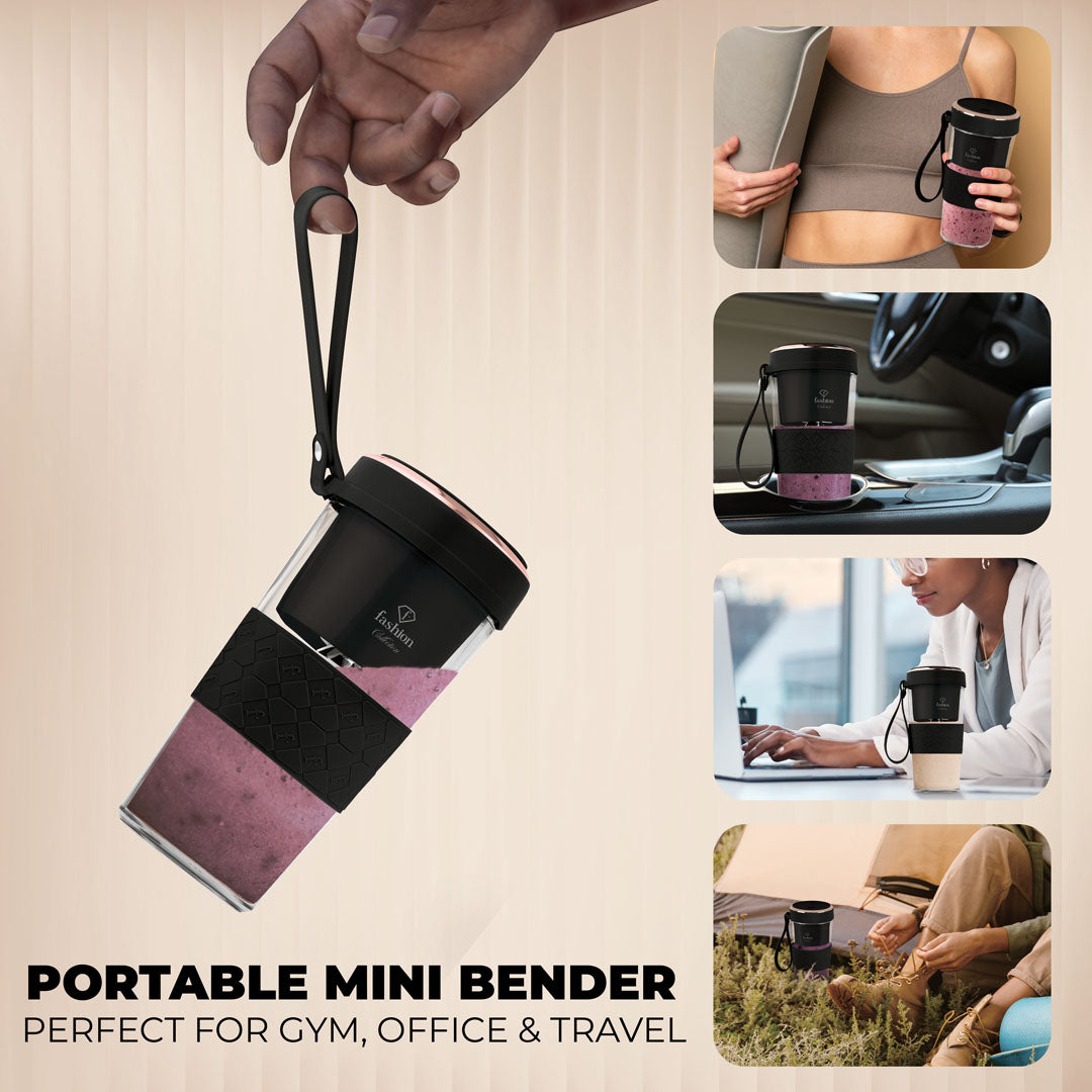 Fashion By Berlinger Haus Mini Blender with USB Rechargeable Bottle - Black Rose
