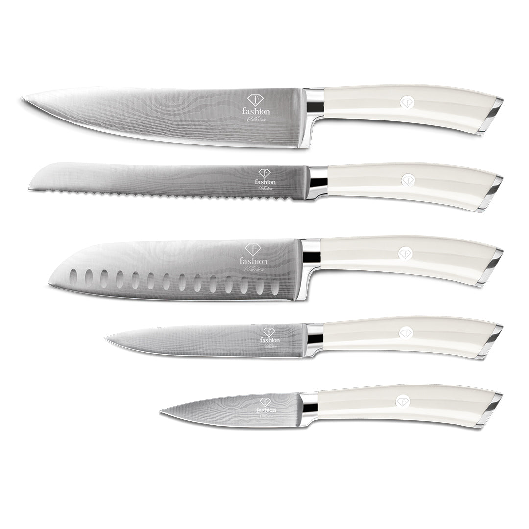Fashion TV 6-Piece Stainless Steel Knife Set with Stand - Sahara