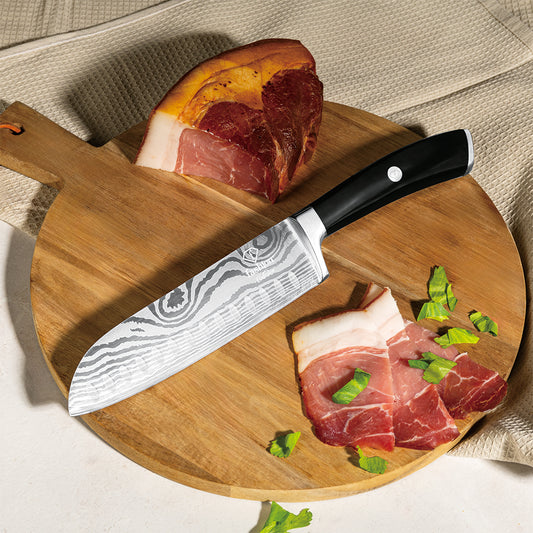 Fashion TV 6-Piece Stainless Steel Knife Set with Stand- Black silver