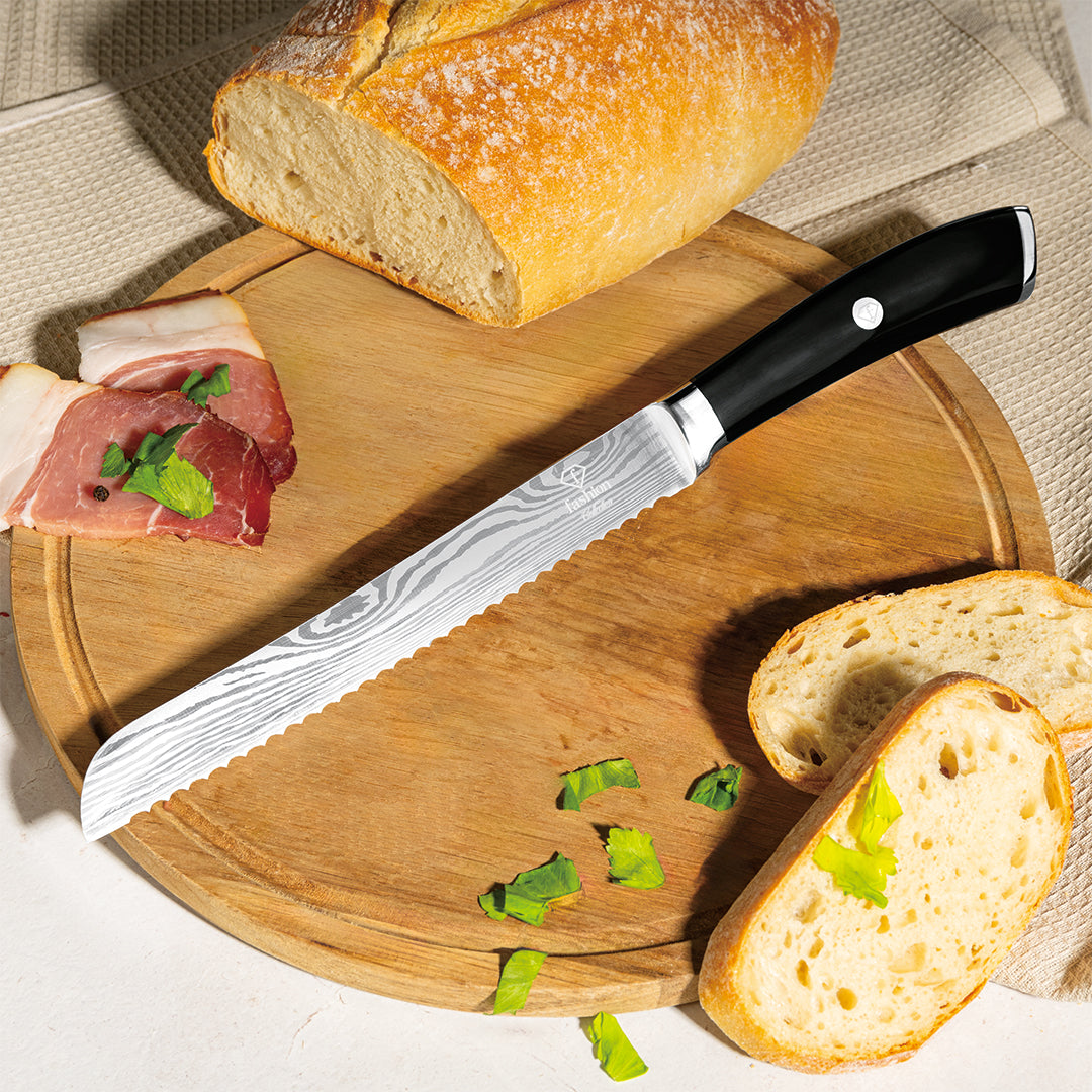 Fashion TV 6-Piece Stainless Steel Knife Set with Stand- Black silver