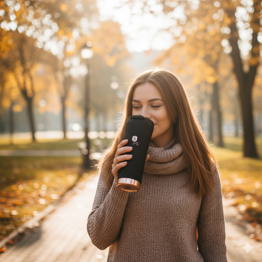 Berlinger Haus 500ml Stainless Steel Travel Coffee Mug – Black Rose