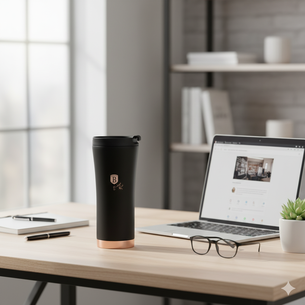 Berlinger Haus 500ml Stainless Steel Travel Coffee Mug – Black Rose