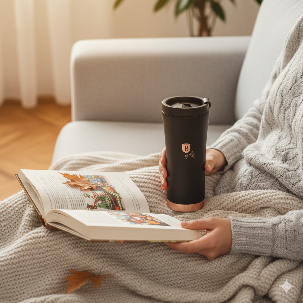 Berlinger Haus 500ml Stainless Steel Travel Coffee Mug – Black Rose