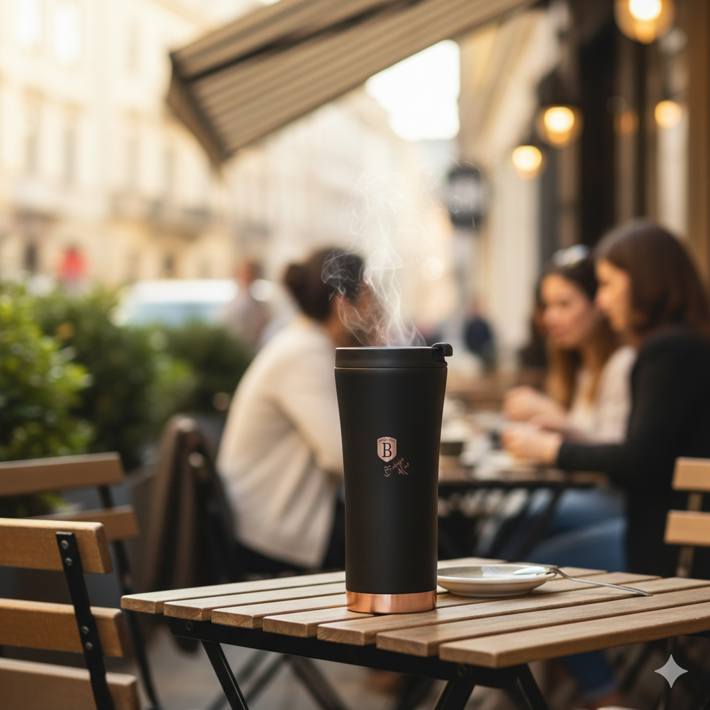 Berlinger Haus 500ml Stainless Steel Travel Coffee Mug – Black Rose