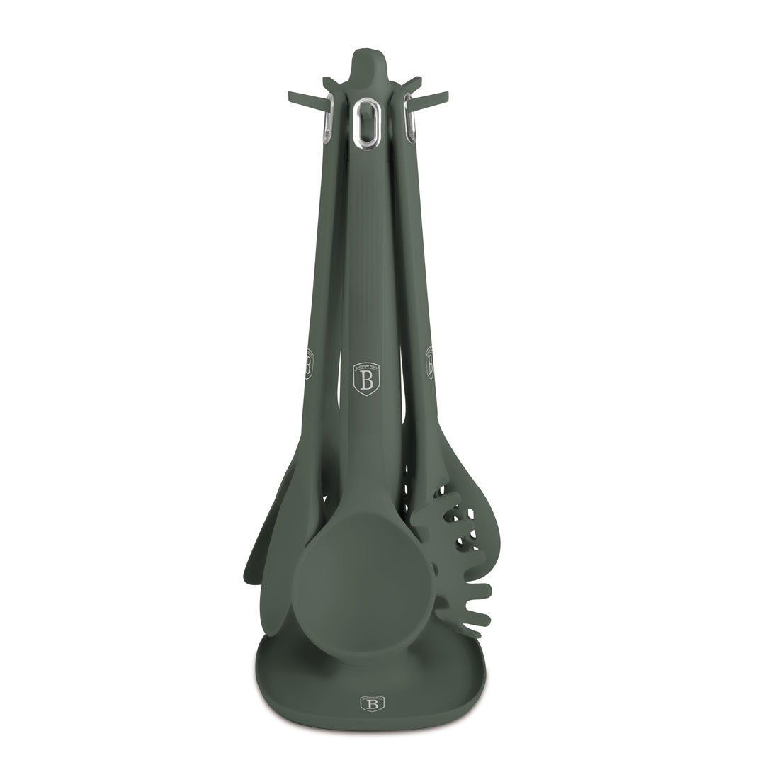 Berlinger Haus 6-Piece Kitchen Tool Set with Stand - Matte Green