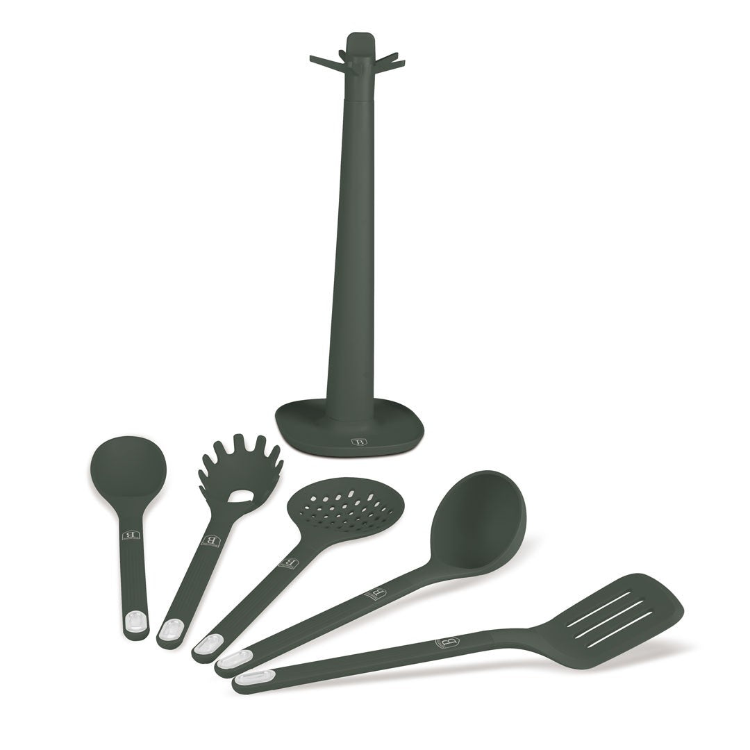 Berlinger Haus 6-Piece Kitchen Tool Set with Stand - Matte Green